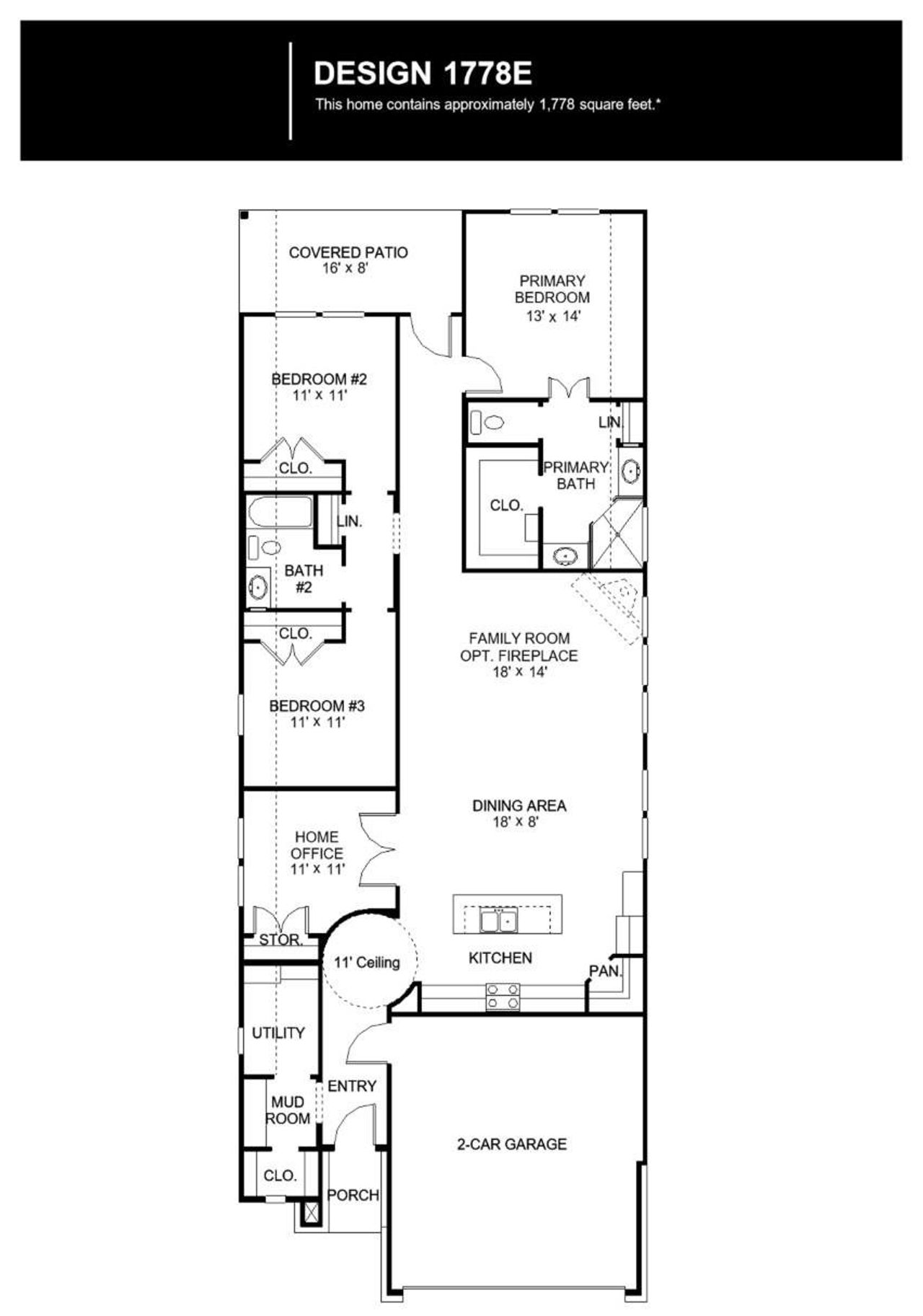 2D floor plan layout of this home in Easton Park, Austin, TX (Image 2).