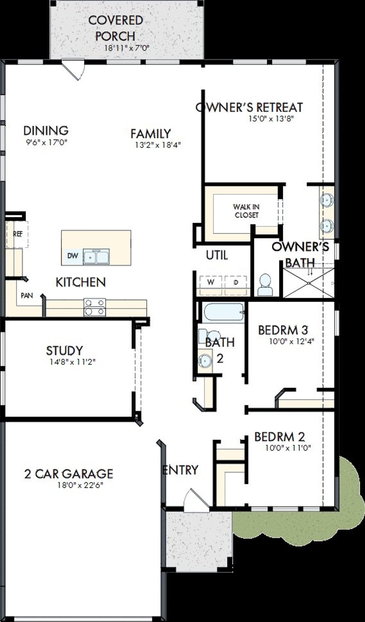 2D floor plan layout of this home in Meyer Ranch – Select Reserve Series, New Braunfels, TX (Image 2).