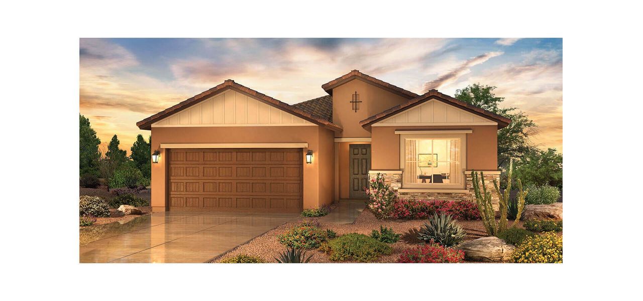 Representative exterior photo of a completed home built from the Arcadia by Robson Resort Communities in Robson Ranch Arizona, Eloy, AZ (Image 2).