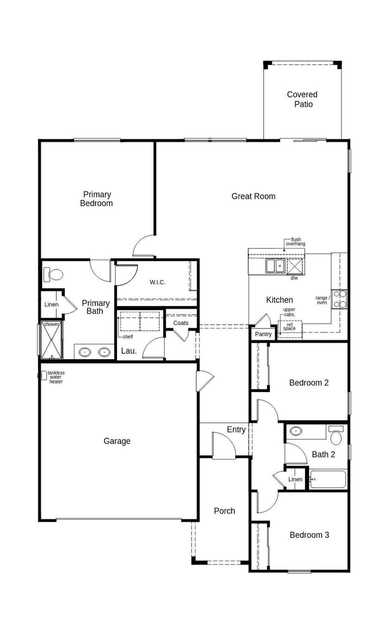 2D floor plan layout of this home in Entrada Del Pueblo at Rancho Sahuarita, Sahuarita, AZ (Image 2).