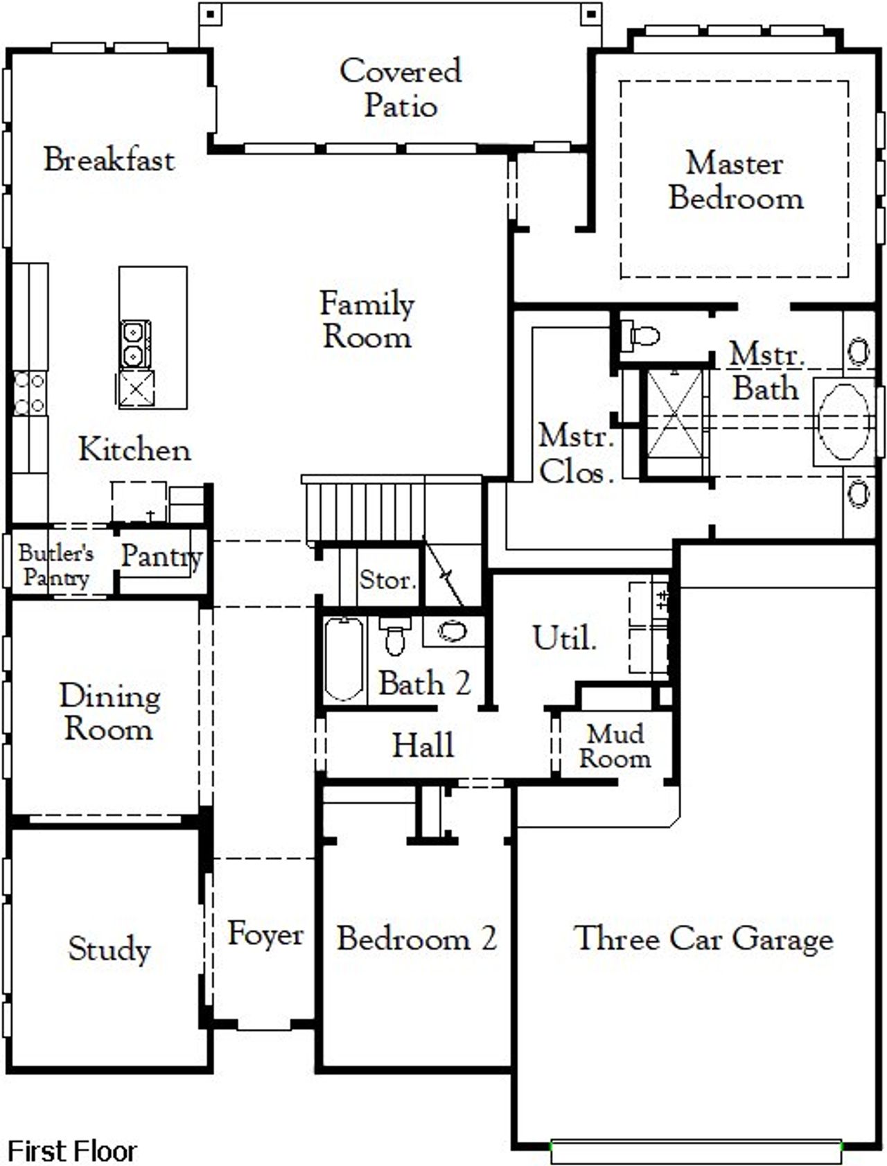 2D floor plan layout of this home in The Grove at Blackhawk, Pflugerville, TX (Image 2).