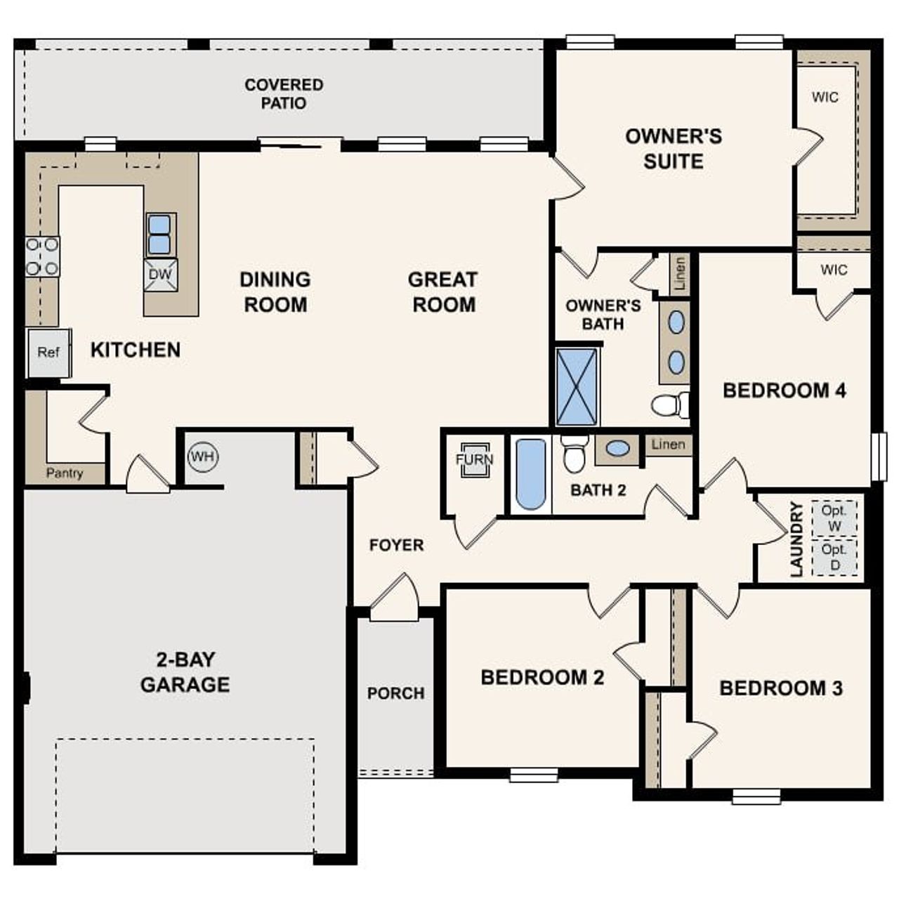 2D floor plan layout of this home in Marion Oaks, Ocala, FL (Image 2).