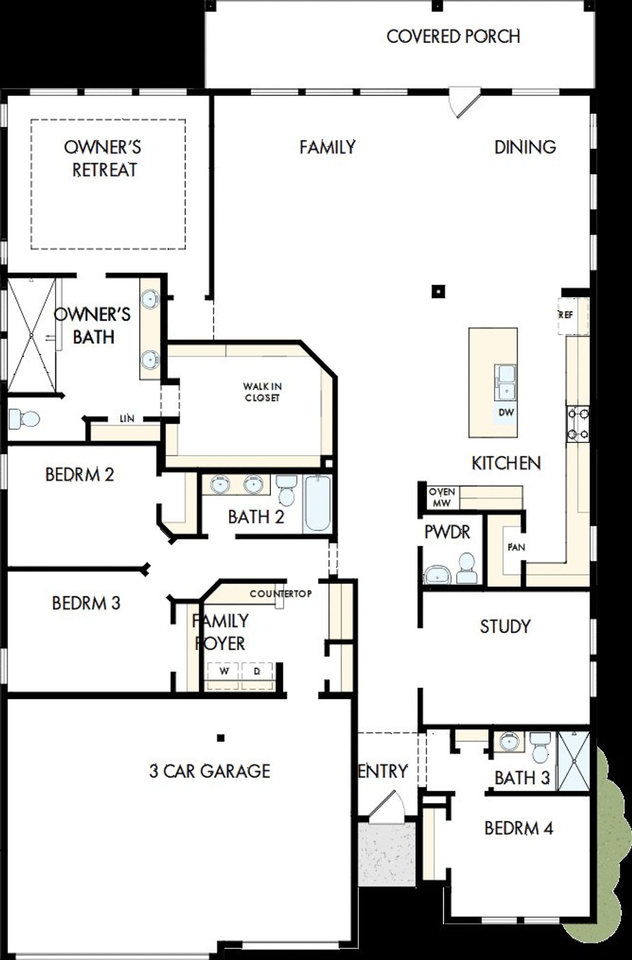 2D floor plan layout of this home in Windsong - Legacy Series, Boerne, TX (Image 2).