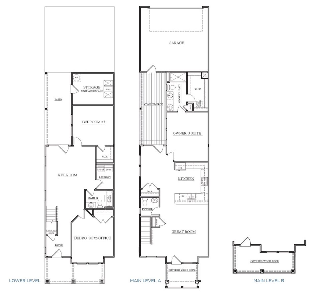 2D floor plan layout for the Tinkham by Brookline Homes in Vanguard at Vermillion, Huntersville, NC (Image 2).