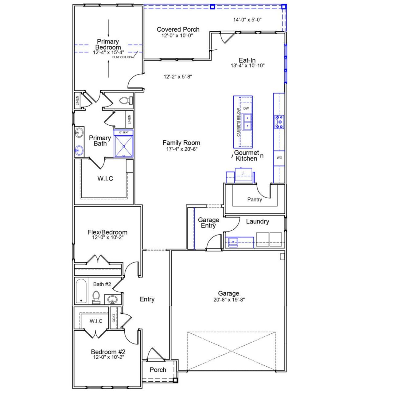 2D floor plan layout of this home in Cottages at Lake Emory, Inman, SC (Image 2).