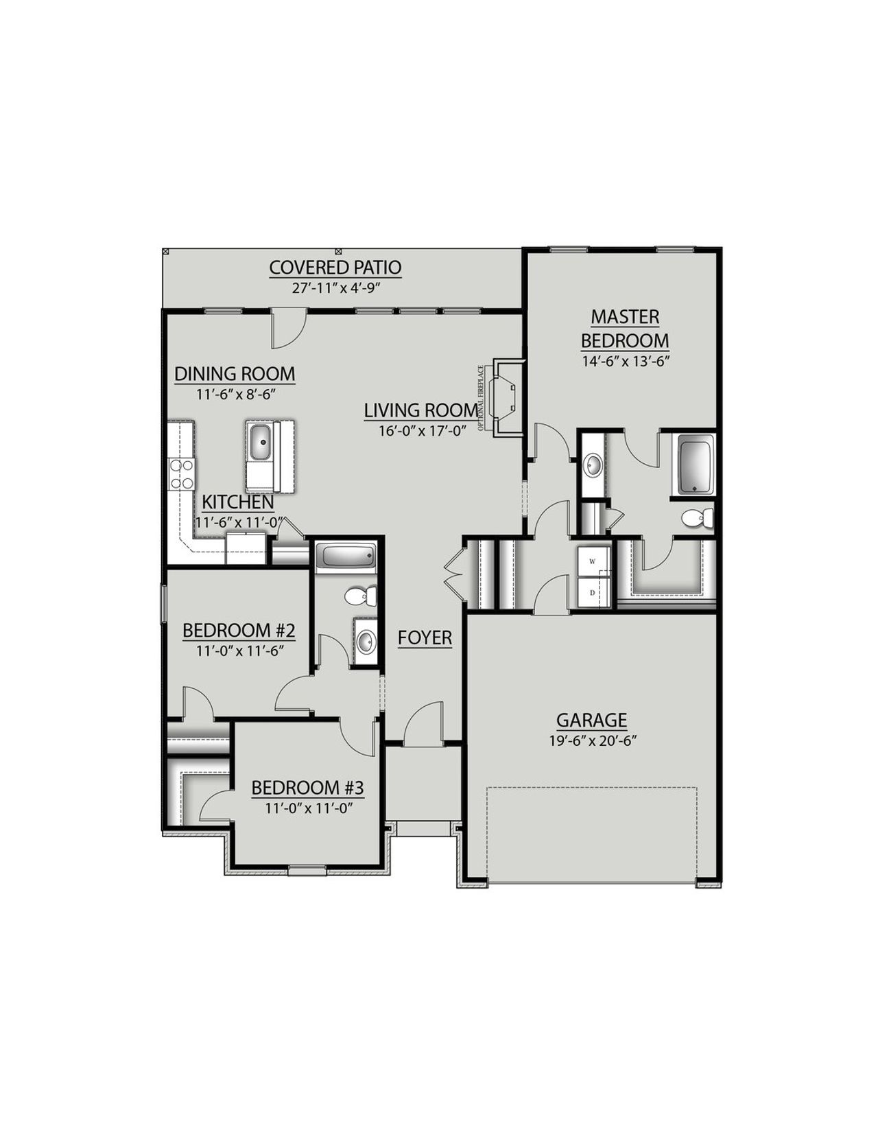 2D floor plan layout for the Hoffman IV G by DSLD Homes in Eagle Pointe, Pensacola, FL (Image 2).
