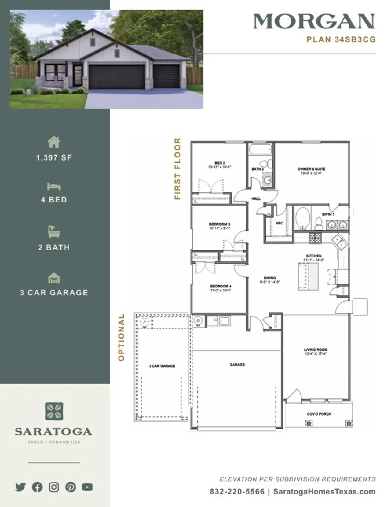 2D floor plan layout of this home in Crosby Farms, Crosby, TX (Image 2).