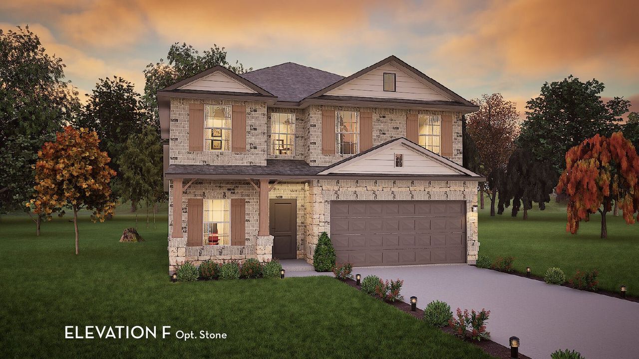 Front exterior of a new home in Bay Creek, Baytown, TX, highlighting curb appeal (Image 2).