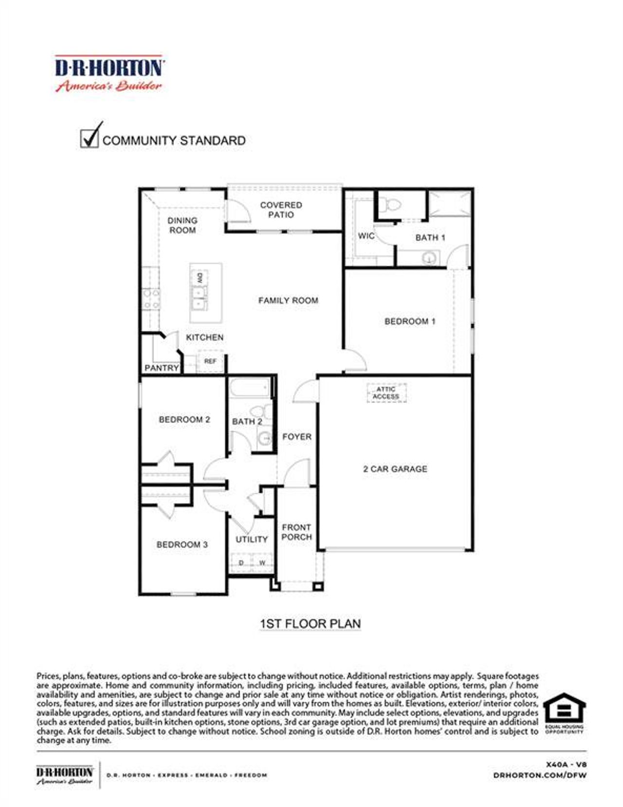 2D floor plan layout of this home in Waverly Estates, Josephine, TX (Image 2).