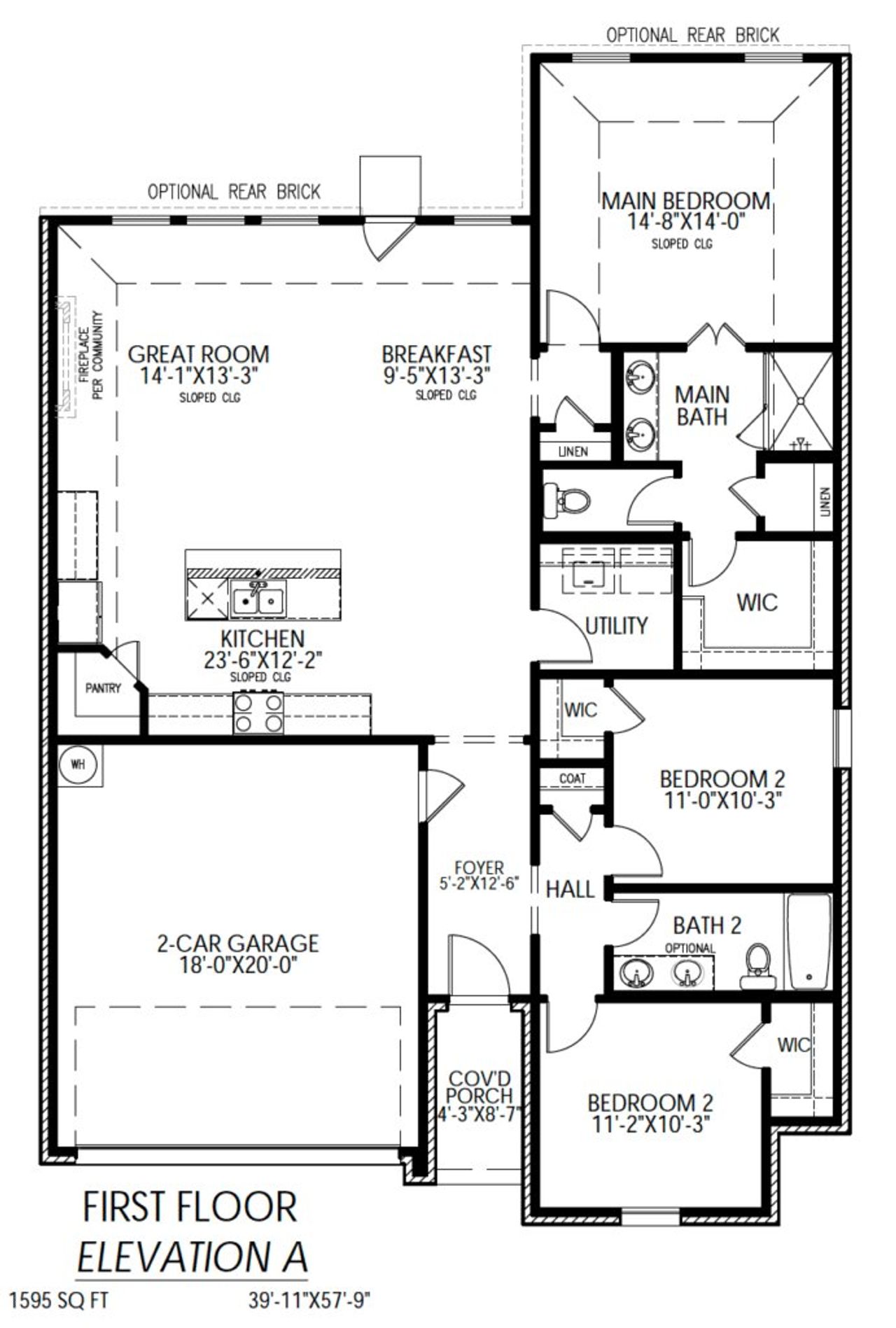 2D floor plan layout for the The Amherst by Lillian Custom Homes in Hickory Hill, Sherman, TX (Image 2).