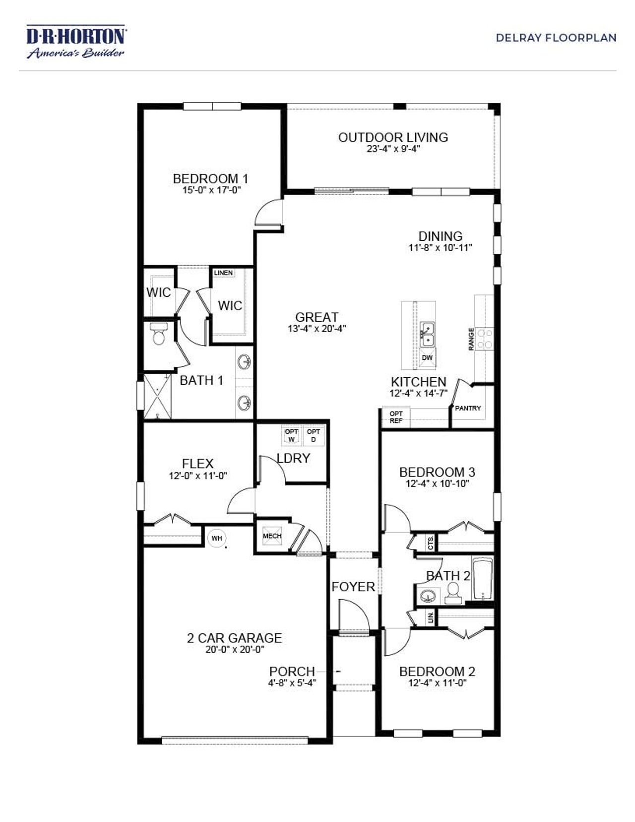 2D floor plan layout of this home in Cypress Bay West, Palm Bay, FL (Image 2).