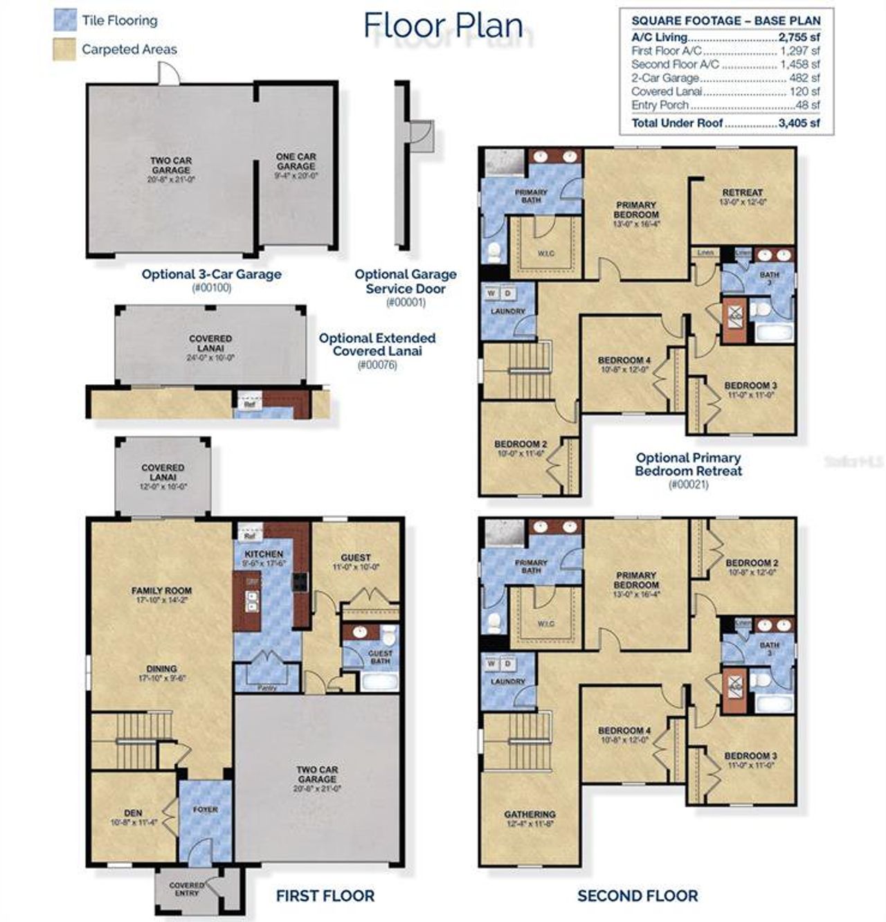 2D floor plan layout of this home in Trinity Gardens, Deland, FL (Image 2).