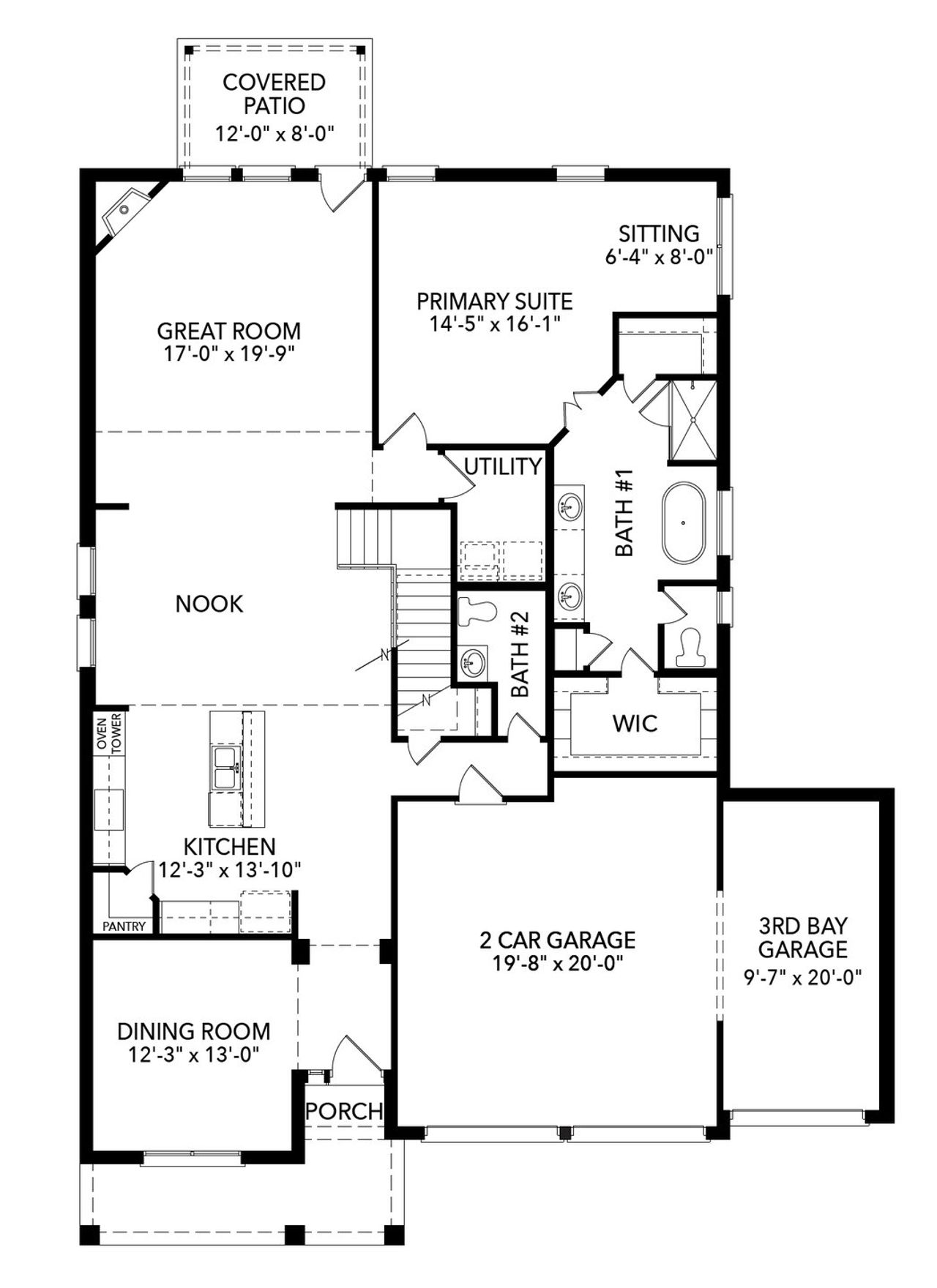 2D floor plan layout of this home in Bluffs at Northpointe, Fort Worth, TX (Image 2).