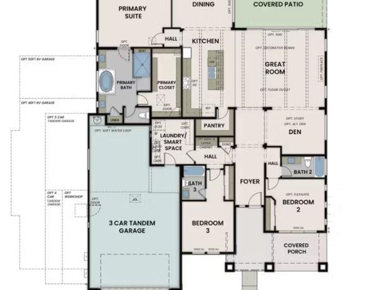 2D floor plan layout of this home in Hidden Hills, Prescott, AZ (Image 2).