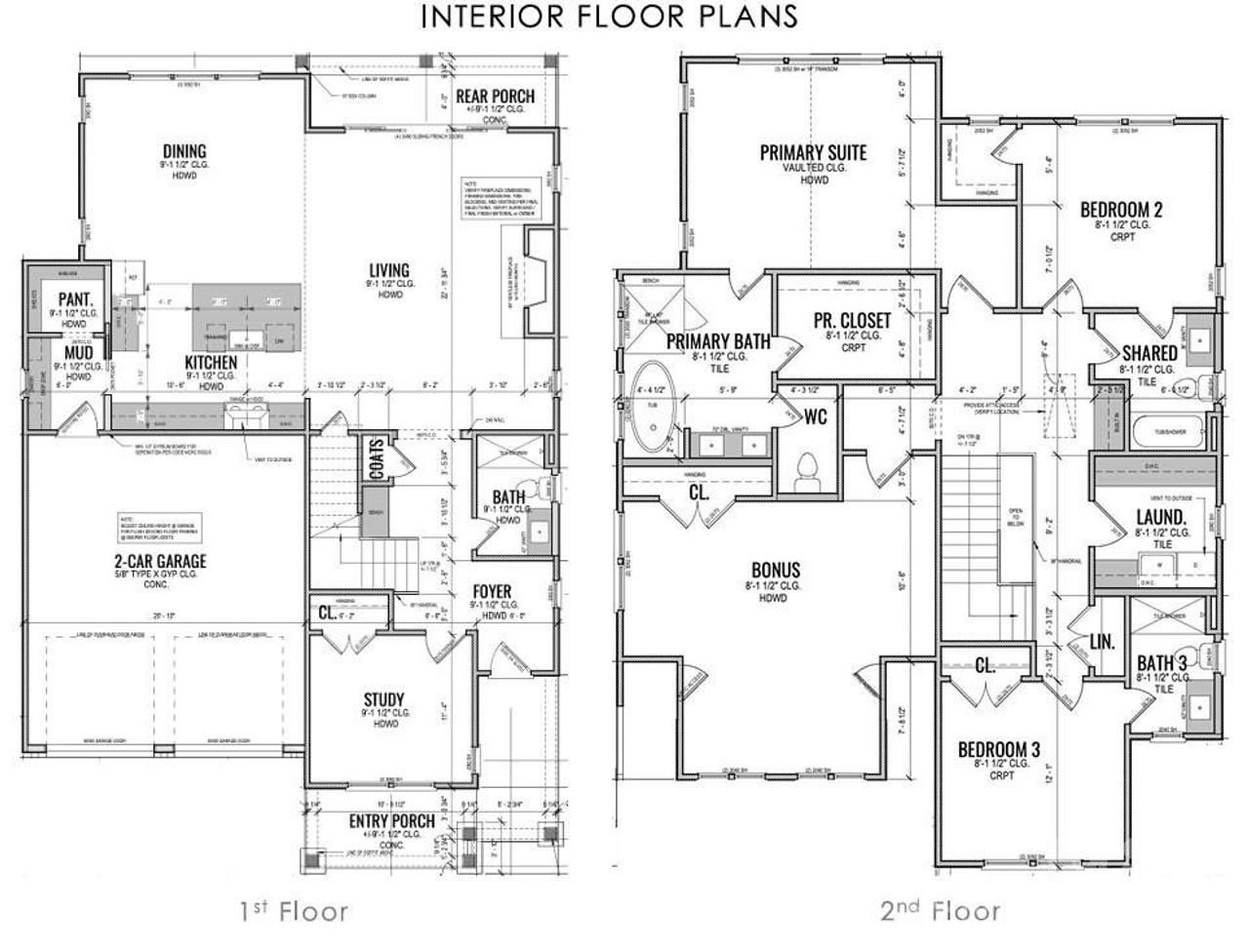 2D floor plan layout of this home in Matthews Ridge Reserve, Matthews, NC (Image 2).