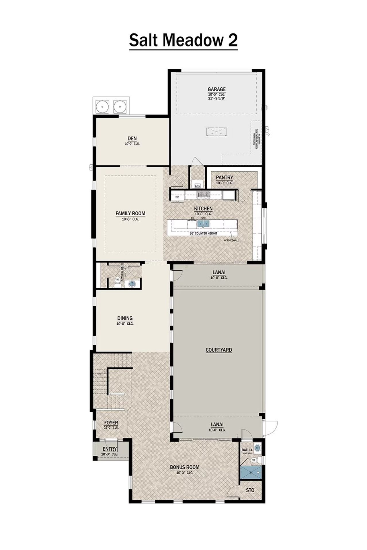 2D floor plan layout for the Salt Meadow 2 by Medallion Home in Aqua Single Family Homes, Bradenton, FL (Image 2).