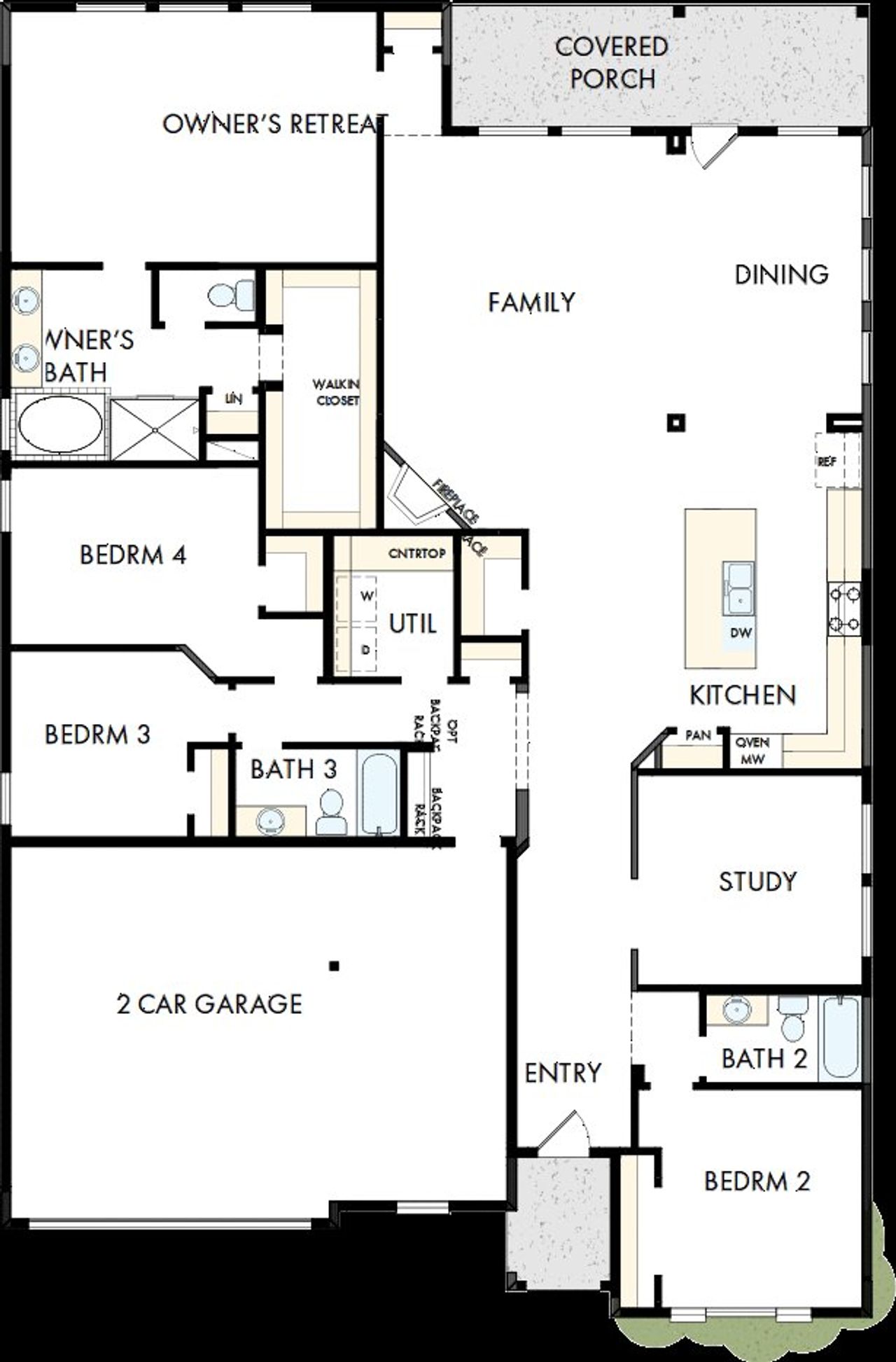 2D floor plan layout of this home in Goodland – Manor Series, Grand Prairie, TX (Image 2).