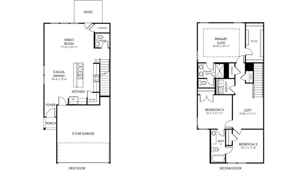 2D floor plan layout of this home in Brooks Lake, Loganville, GA (Image 2).