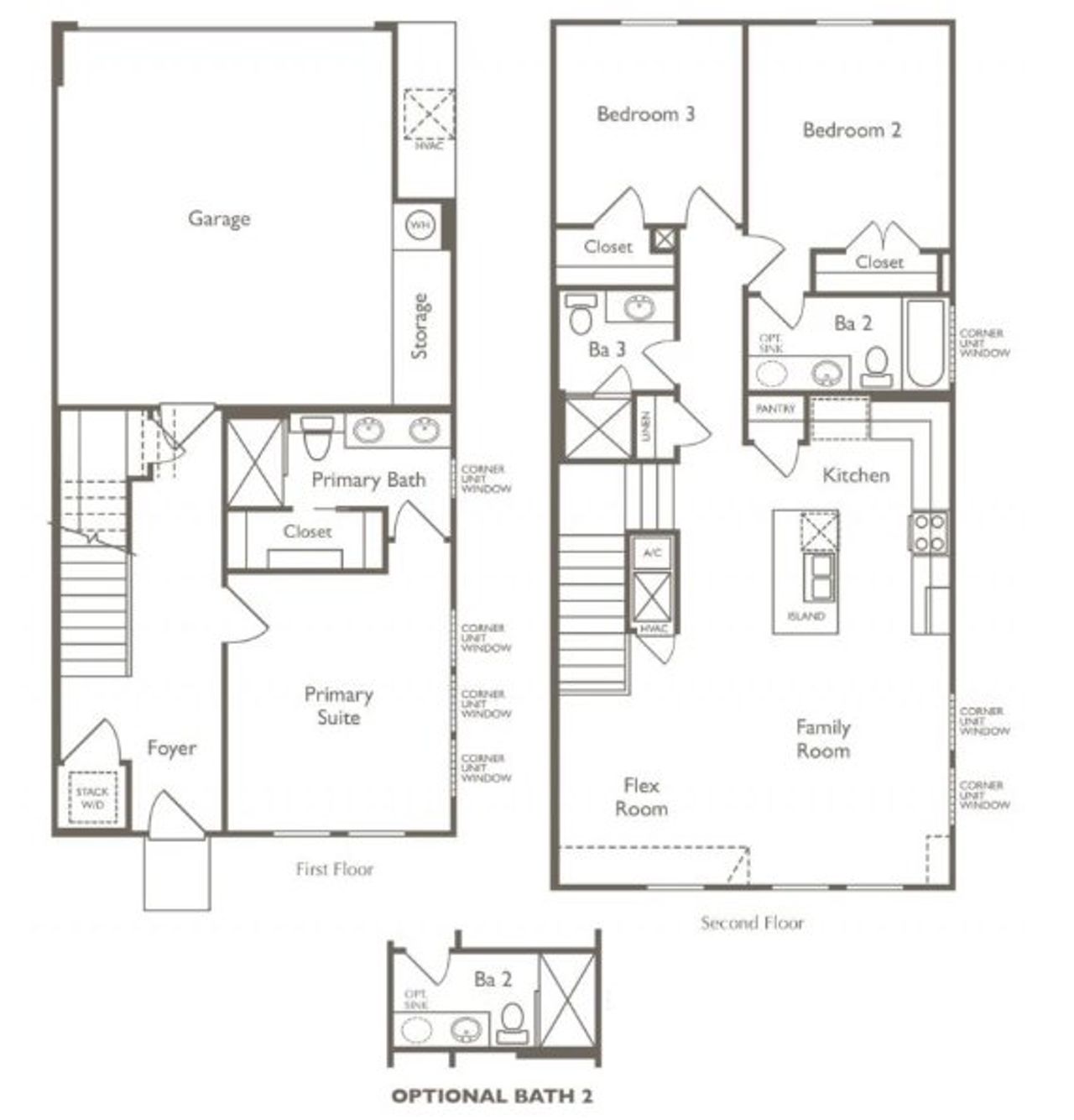 2D floor plan layout of this home in Koenig Townhomes, Austin, TX (Image 2).