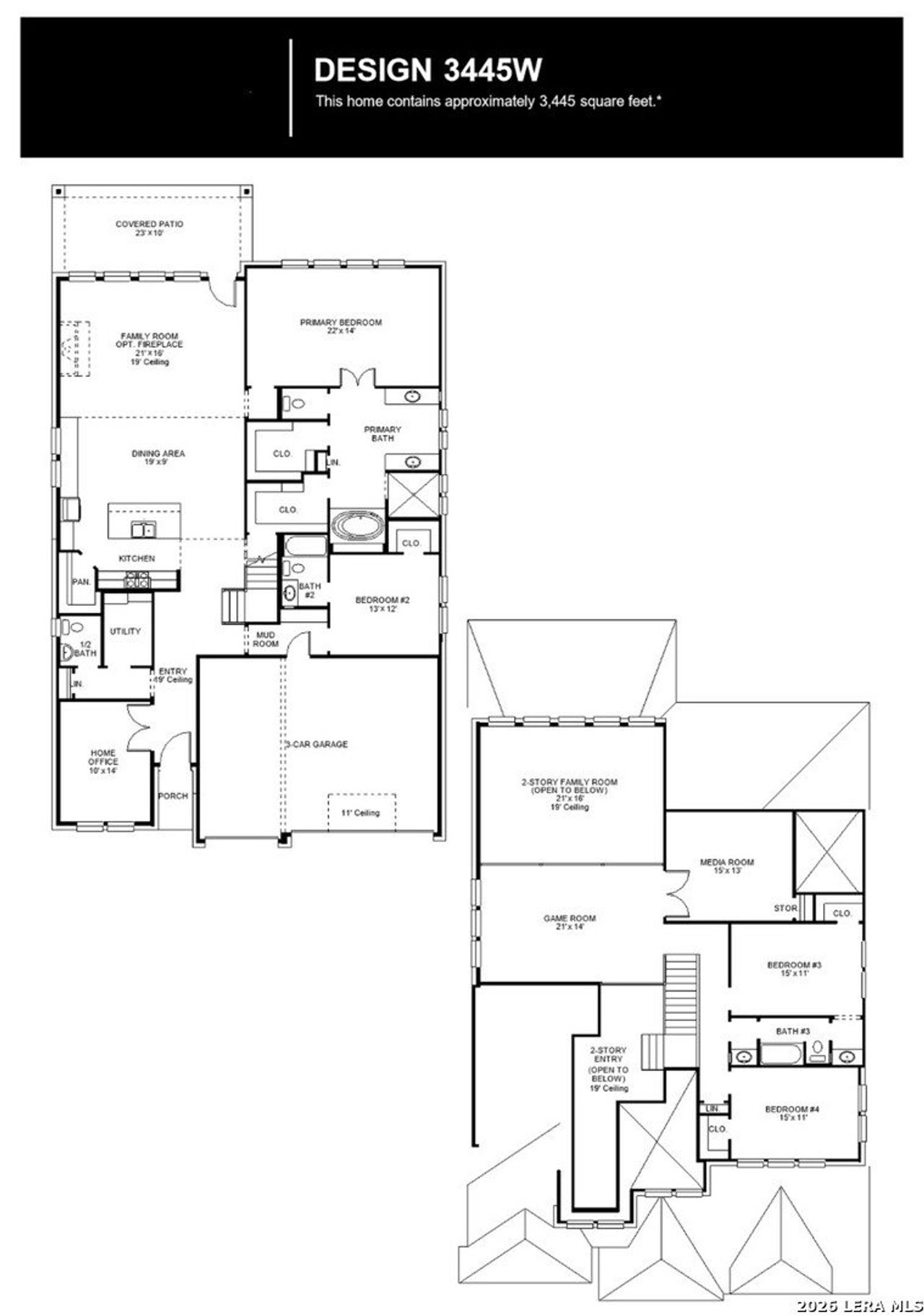 2D floor plan layout of this home in The Ranches at Creekside, Boerne, TX (Image 2).
