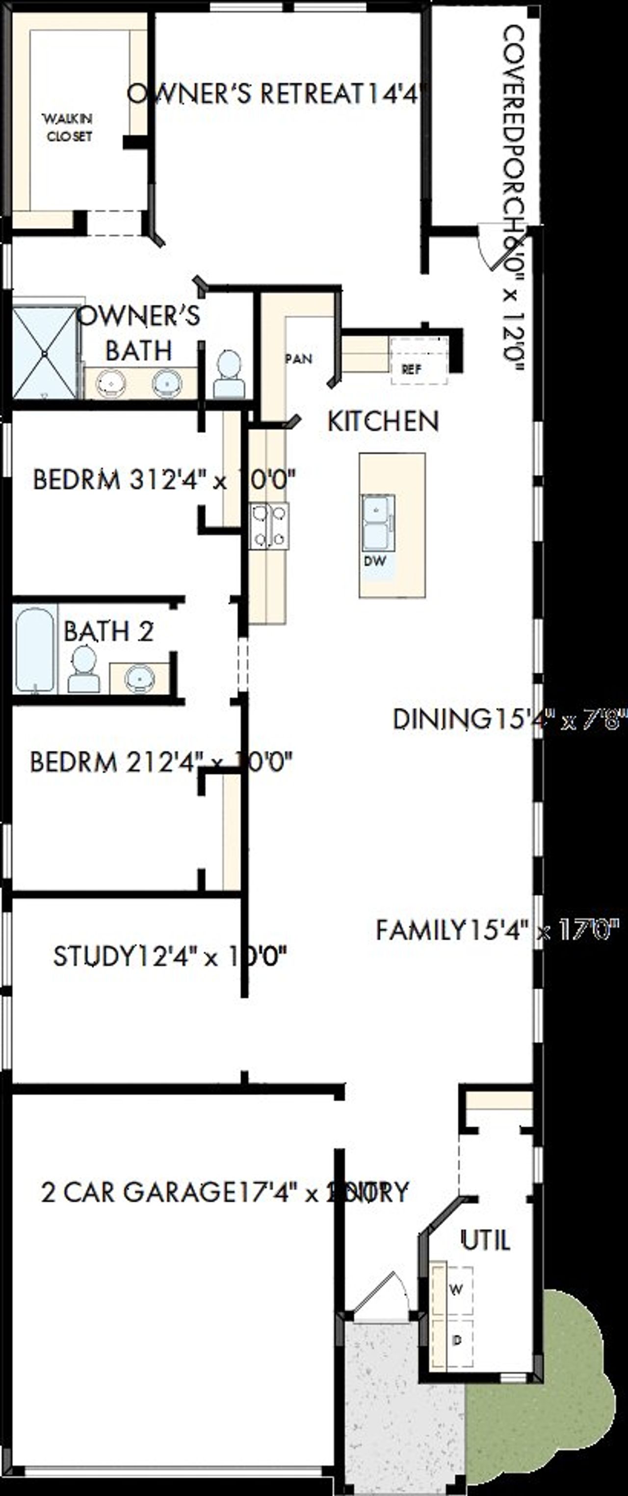 2D floor plan layout of this home in Creekshaw – Gardens, Royse City, TX (Image 2).