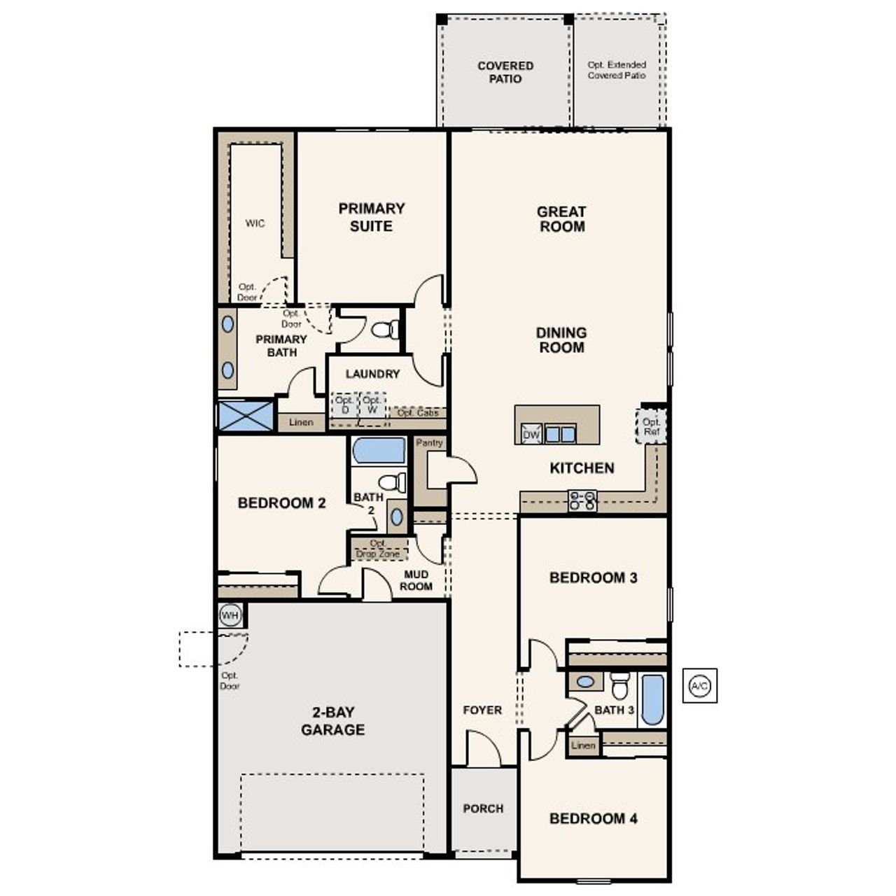 2D floor plan layout of this home in Rancho Vista, Surprise, AZ (Image 2).