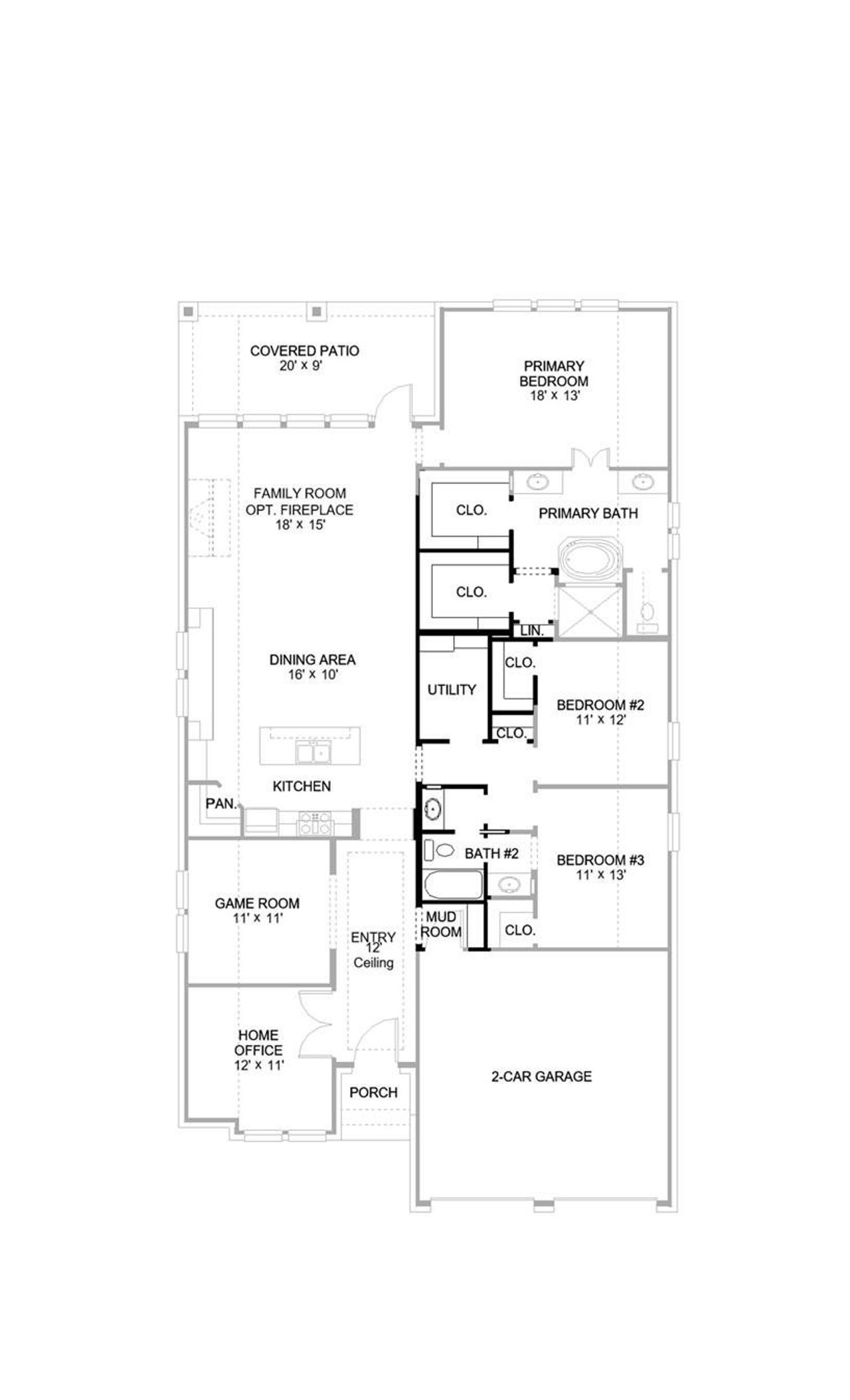 2D floor plan layout of this home in Flora, Hutto, TX (Image 2).