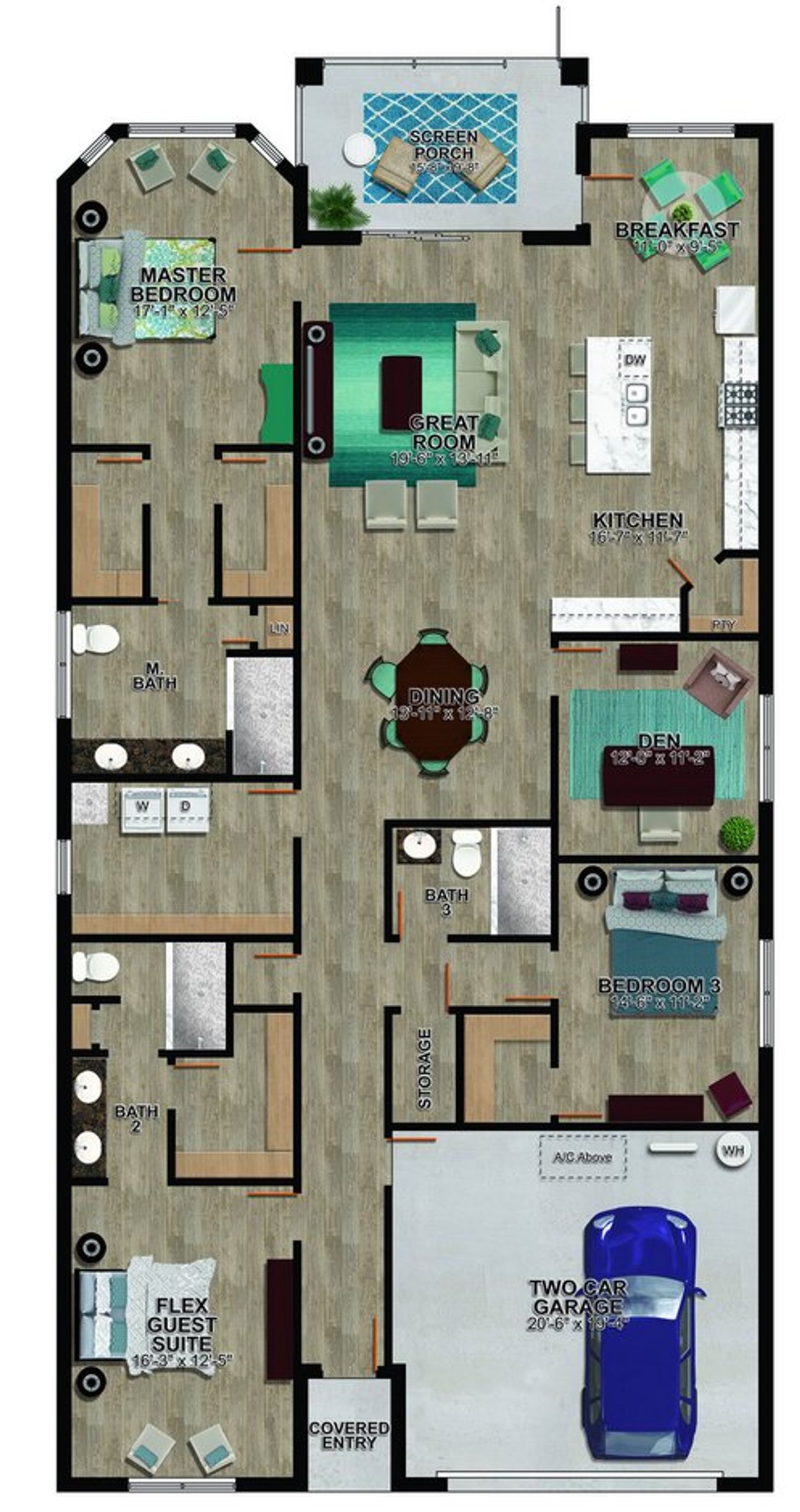 2D floor plan layout for the Gangotri by Pangea Realty Group in Anand Nilay, Tampa, FL (Image 2).