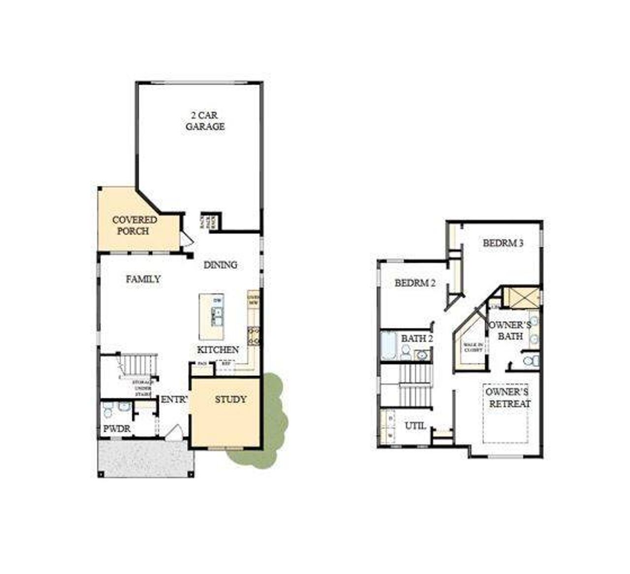 2D floor plan layout of this home in Whitley Preserve – Park Collection, Mint Hill, NC (Image 2).
