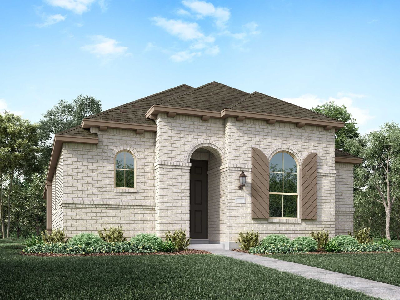 Representative exterior photo of a completed home built from the Greyton Plan by Highland Homes in Veramendi: 40ft. Rear Entry - (A), New Braunfels, TX (Image 2).
