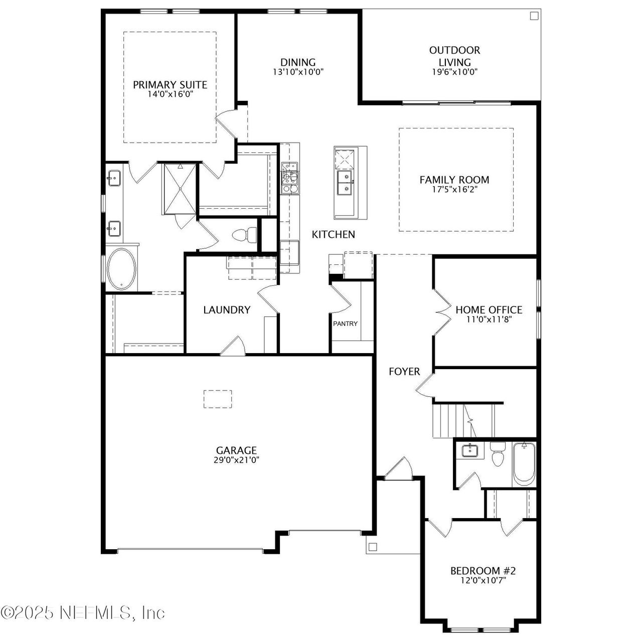 2D floor plan layout of this home in McGirt's Creek, Yulee, FL (Image 2).