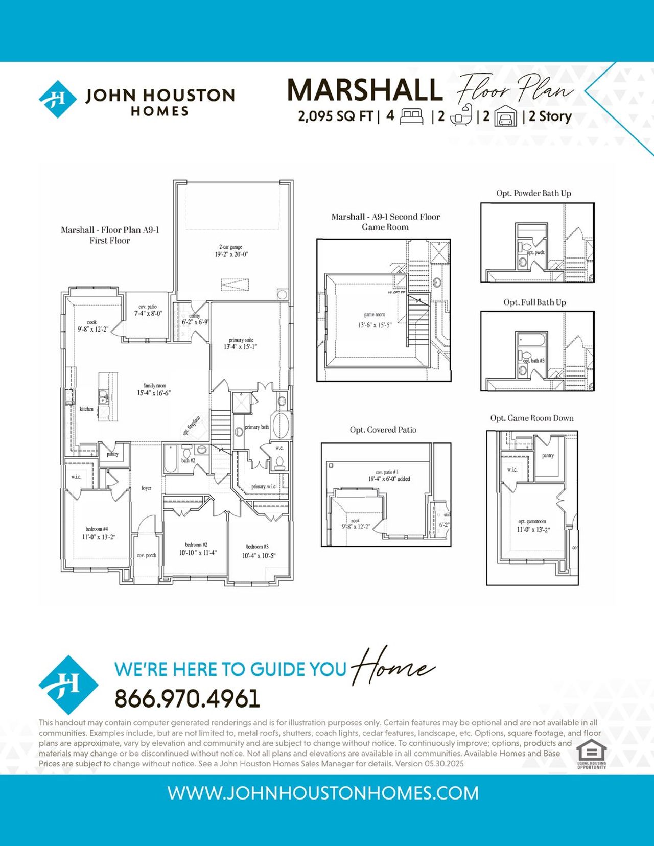 2D floor plan layout for the Marshall by John Houston Homes in The Retreat, Waxahachie, TX (Image 2).