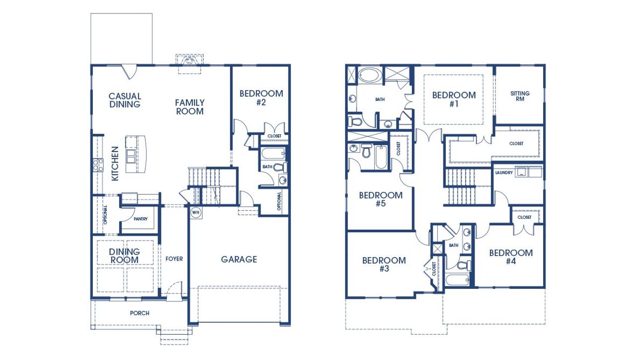 2D floor plan layout of this home in Water Oak Estates, Lawrenceville, GA (Image 2).