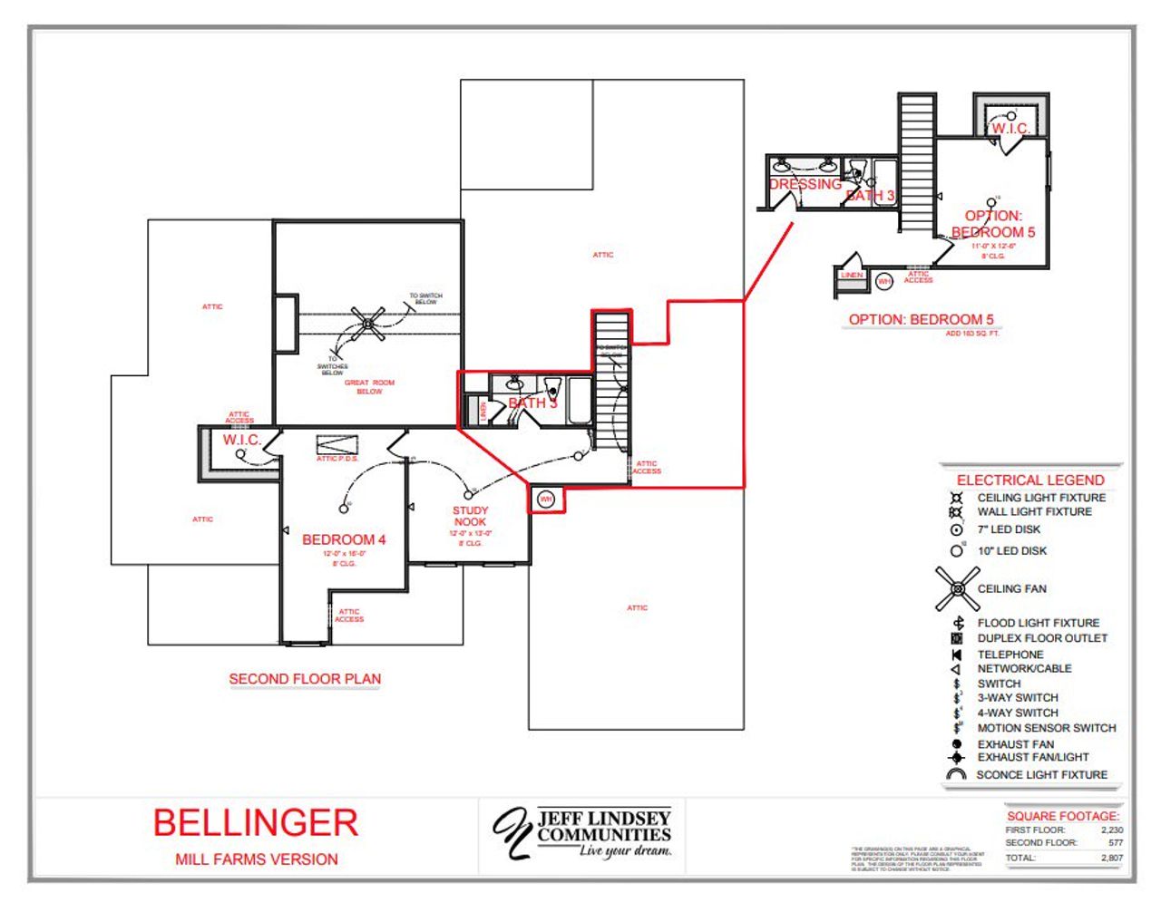 2D floor plan layout for the Bellinger F by Jeff Lindsey Communities in Mill Farms, Peachtree City, GA (Image 2).
