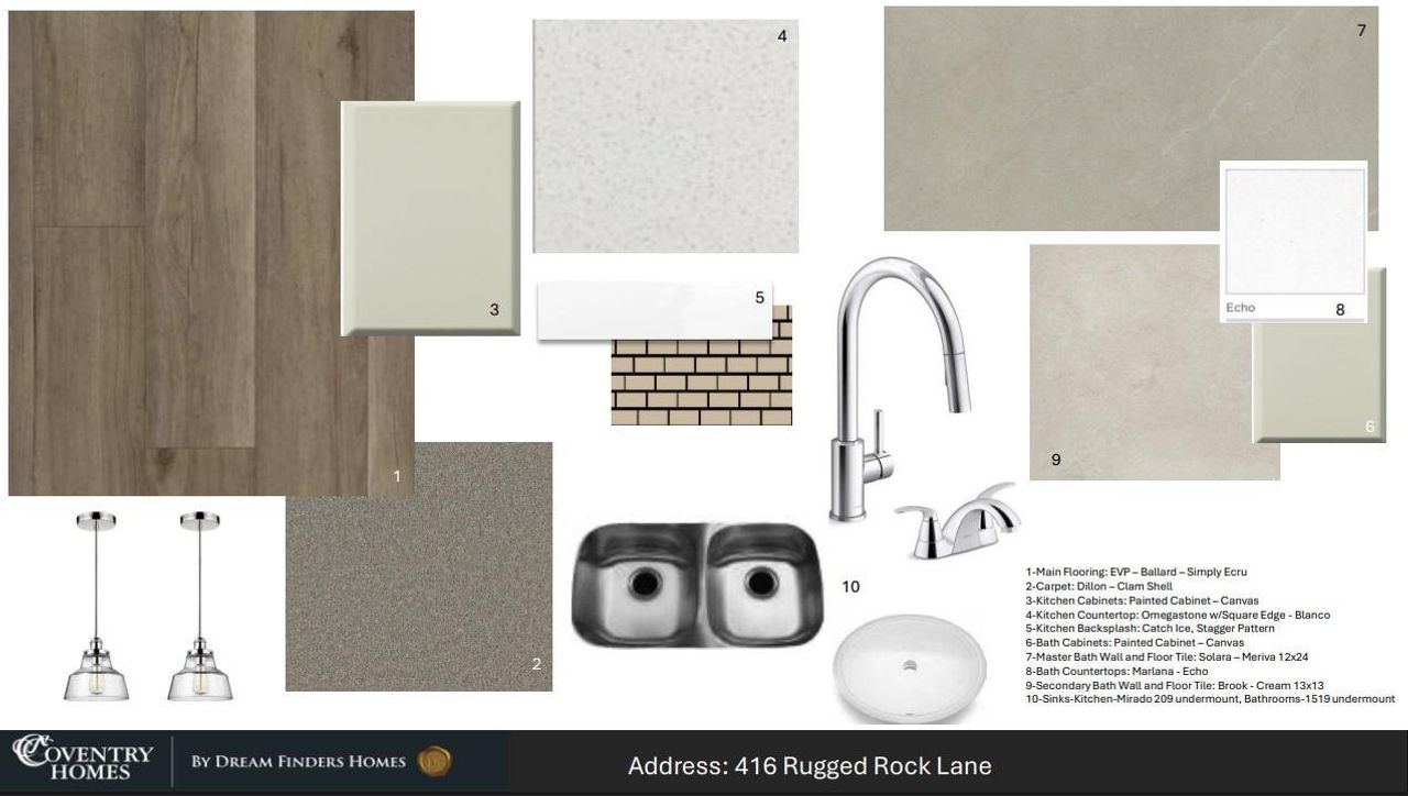 Sample of building materials used in homes in The Trails, New Caney (Image 2).