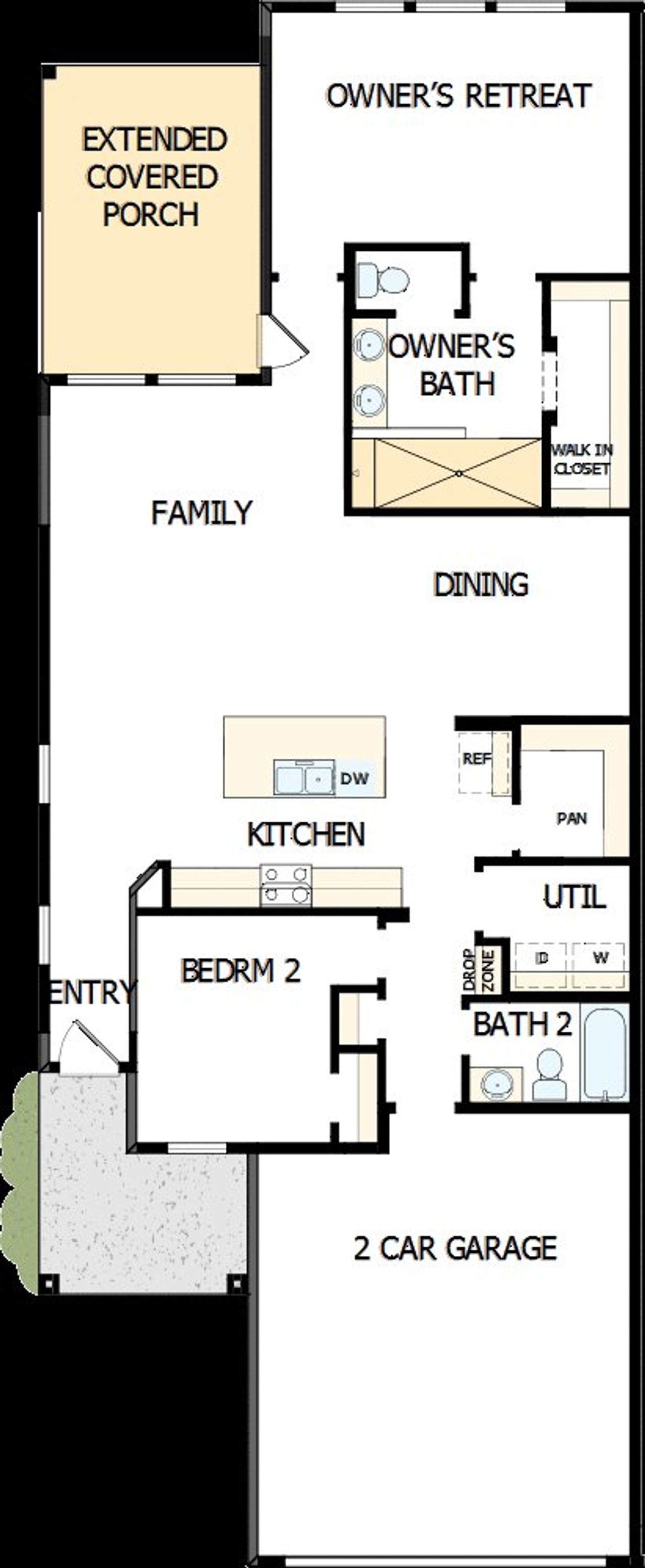 2D floor plan layout of this home in Encore at Chatham Park – Villa Series, Pittsboro, NC (Image 2).