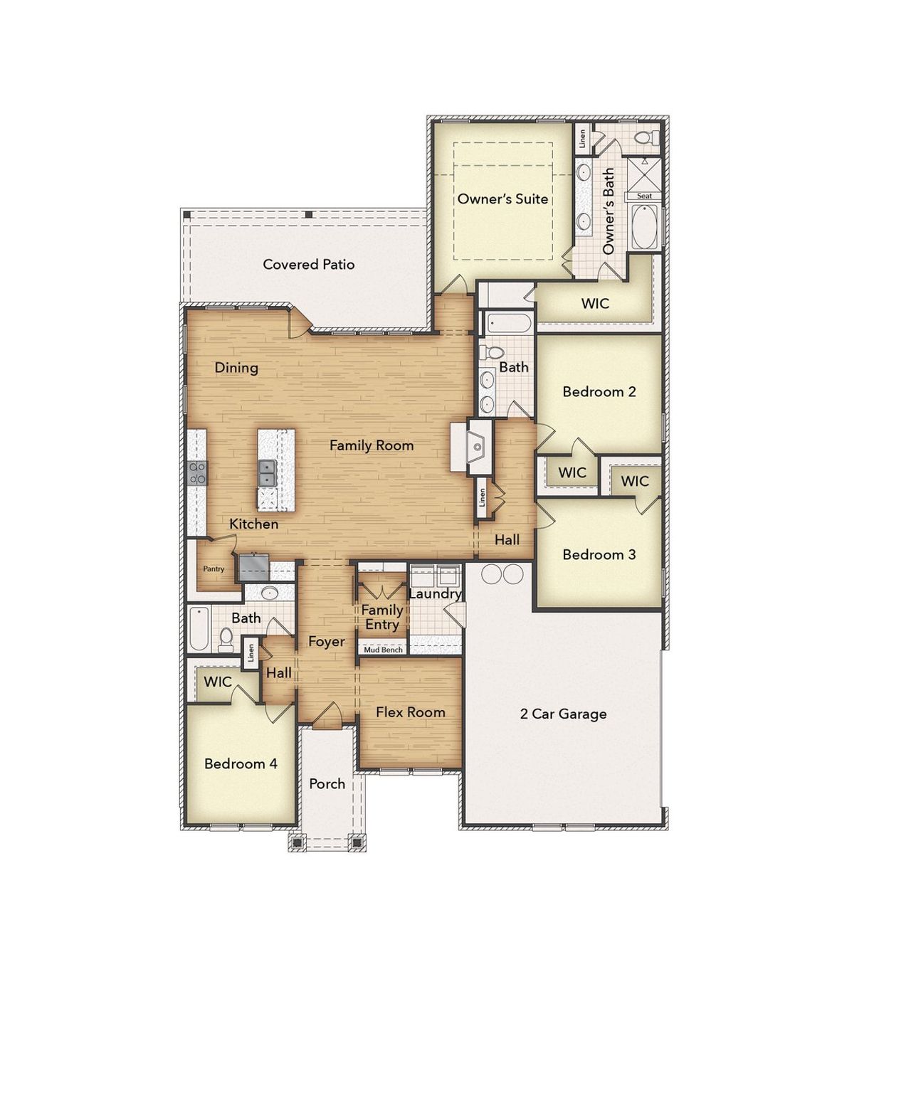 2D floor plan layout of this home in Oak Grove Addition, Springtown, TX (Image 2).
