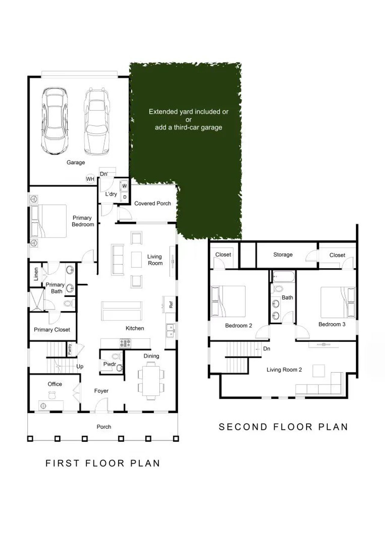 2D floor plan layout for the The Cumberland by Greentech Homes LLC in The Farmstead, Chattanooga, TN (Image 2).