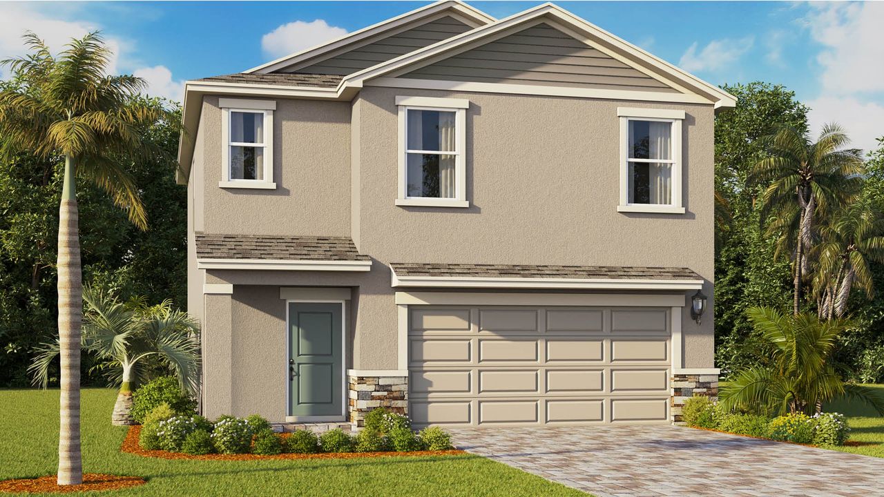 Representative exterior photo of a completed home built from the Crestview by D.R. Horton in Venetian Grove, Vero Beach, FL (Image 2).