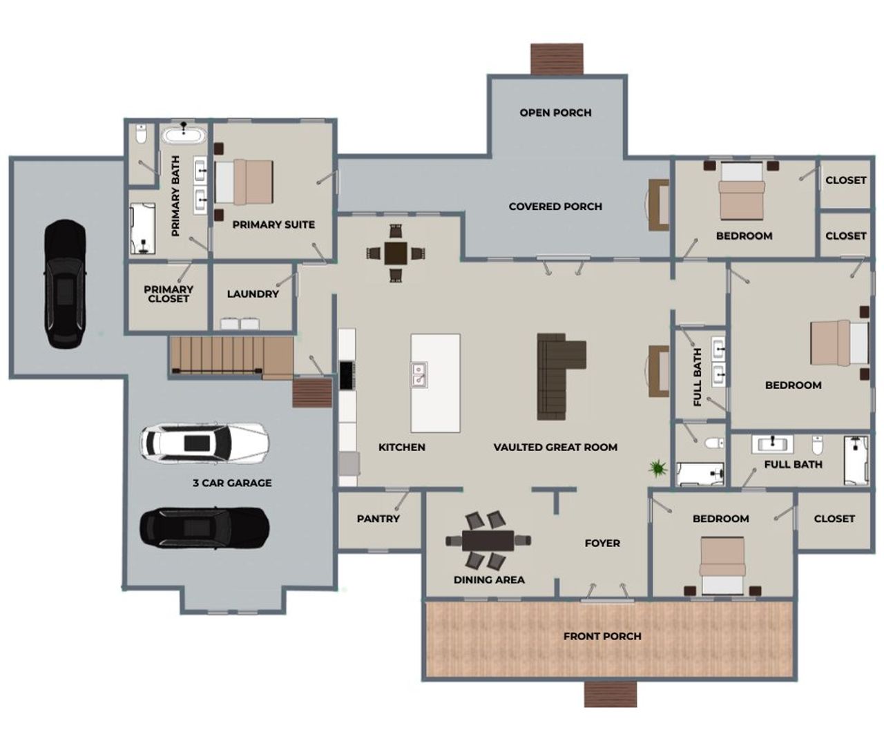 2D floor plan layout for the Garrison by Riverstone Construction, LLC in River Gorge Ranch, River Gorge Ranch, TN (Image 2).
