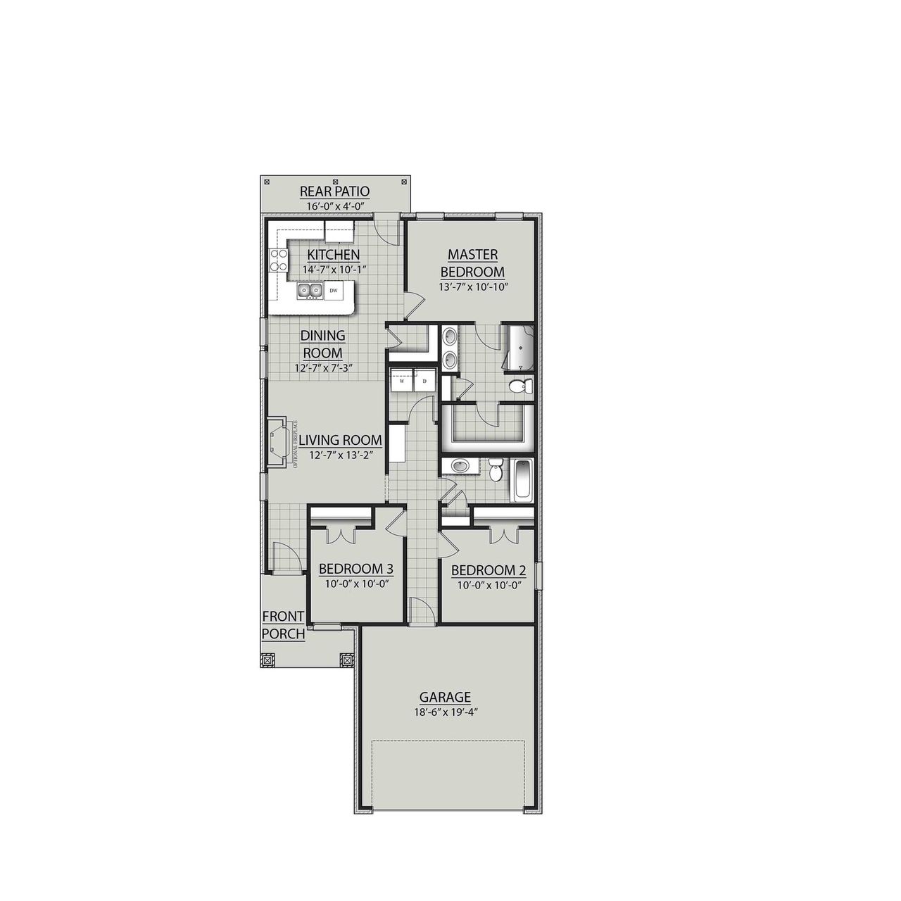 2D floor plan layout for the Idle II G by DSLD Homes in Natureview, Freeport, FL (Image 2).