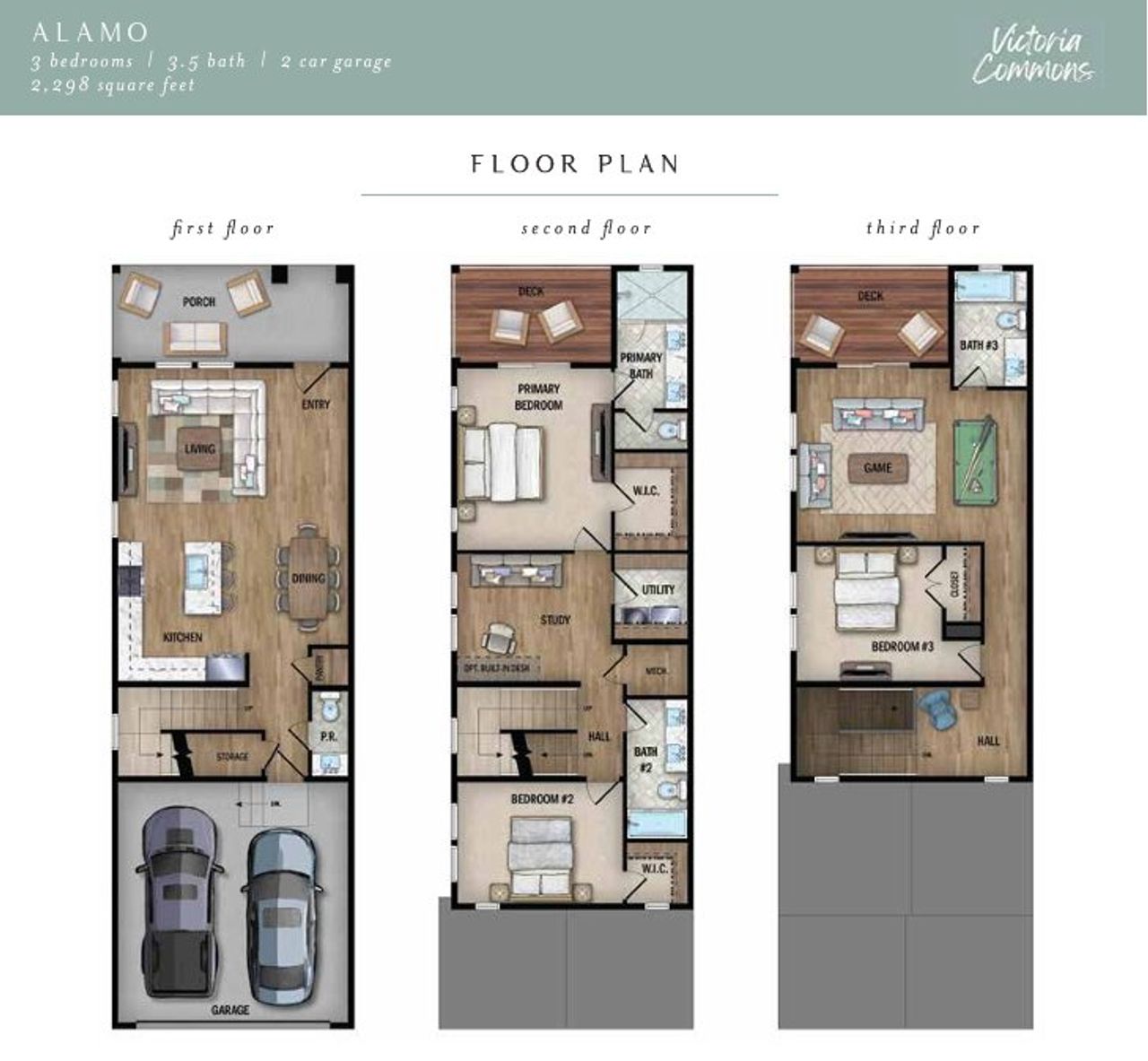 2D floor plan layout for the Alamo by Wes Peoples Homes in Victoria Commons, San Antonio, TX (Image 2).