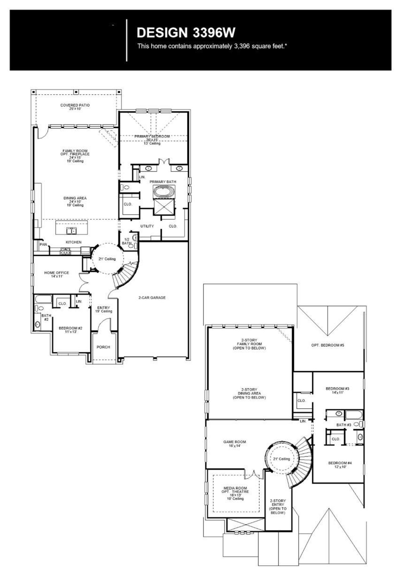 2D floor plan layout of this home in Parkside On The River, Georgetown, TX (Image 2).
