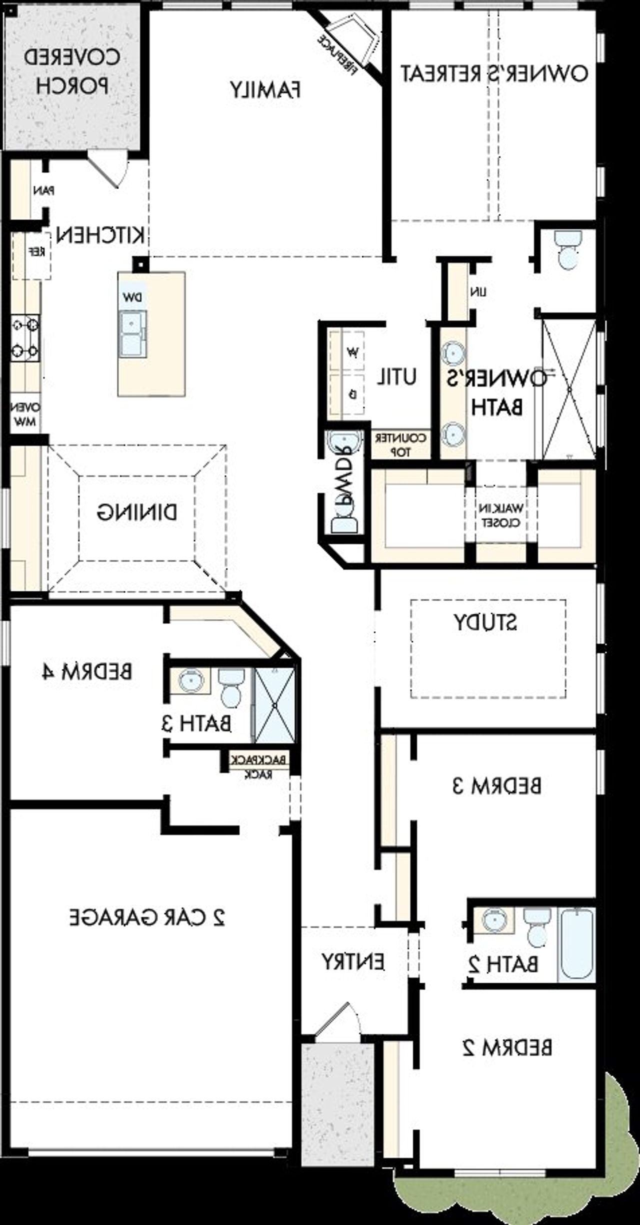 2D floor plan layout of this home in Goodland – Classic Series, Grand Prairie, TX (Image 2).