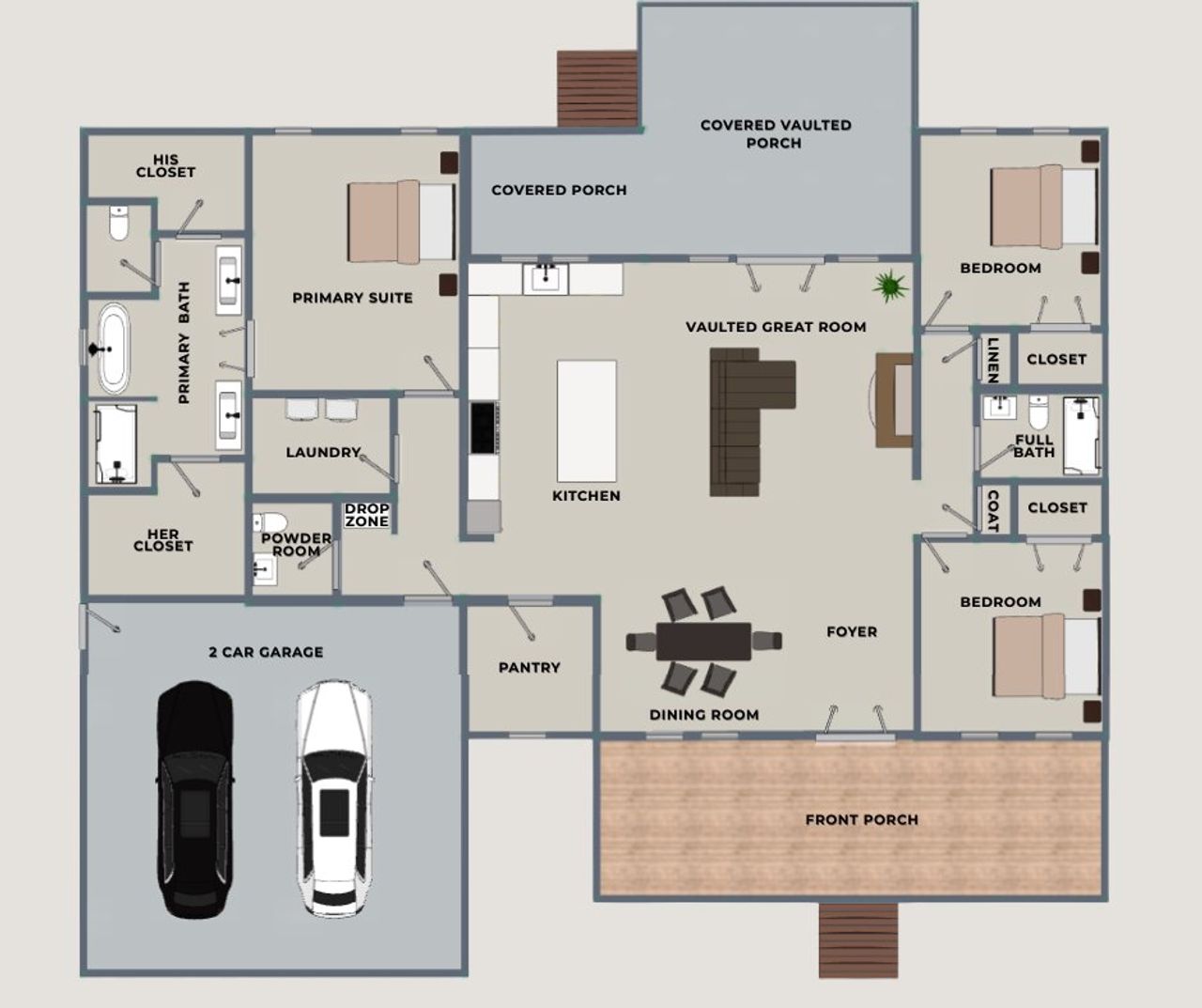 2D floor plan layout for the Meadow Stream by Riverstone Construction, LLC in Faith View, Ooltewah, TN (Image 2).