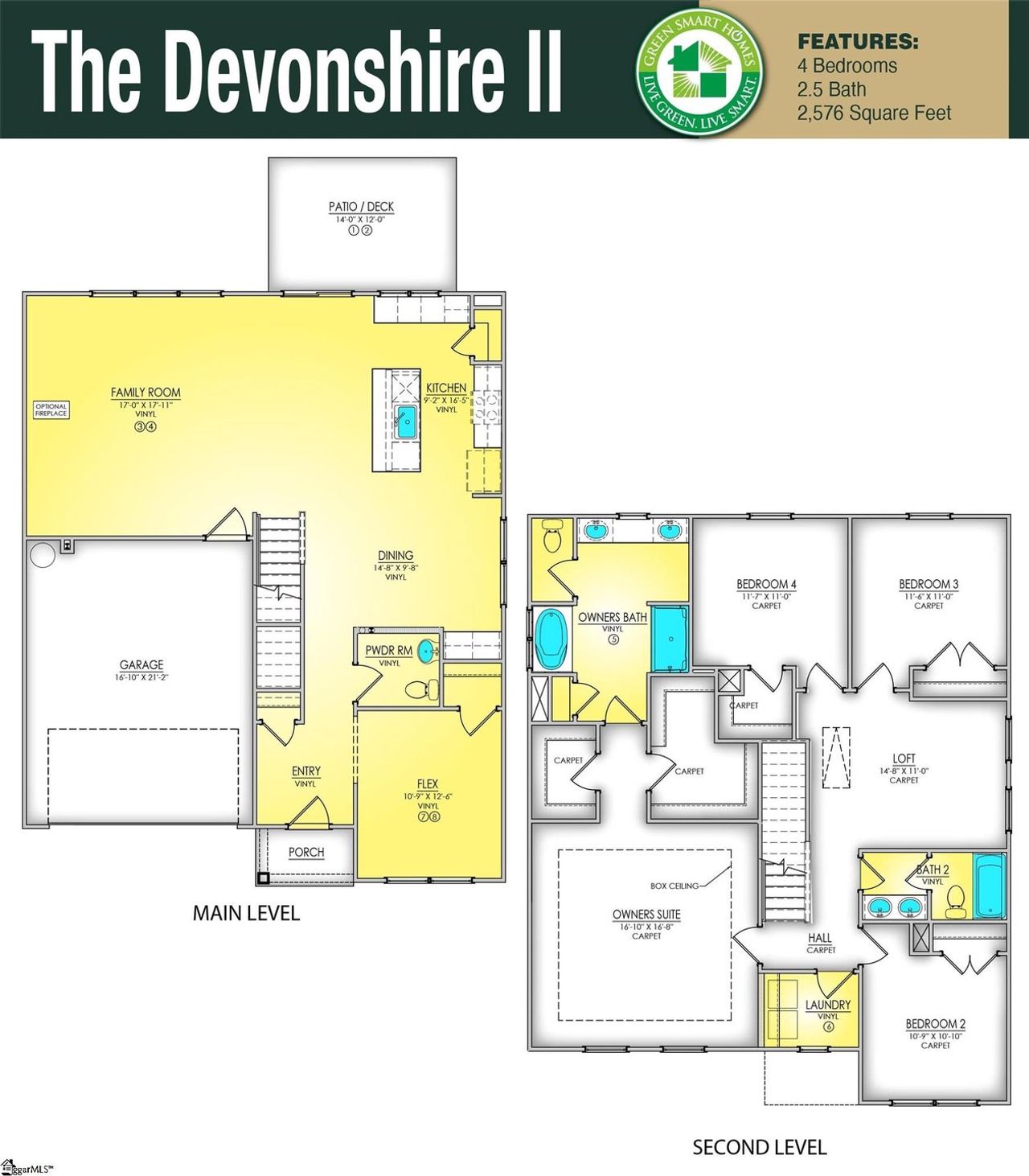 2D floor plan layout of this home in Shiloh Trail, Wellford, SC (Image 2).