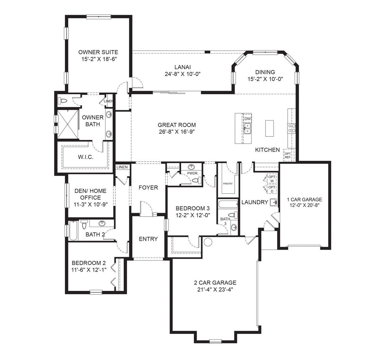 2D floor plan layout for the The Chiana by Sunrise Homes in Lake Toscana, Wimauma, FL (Image 2).