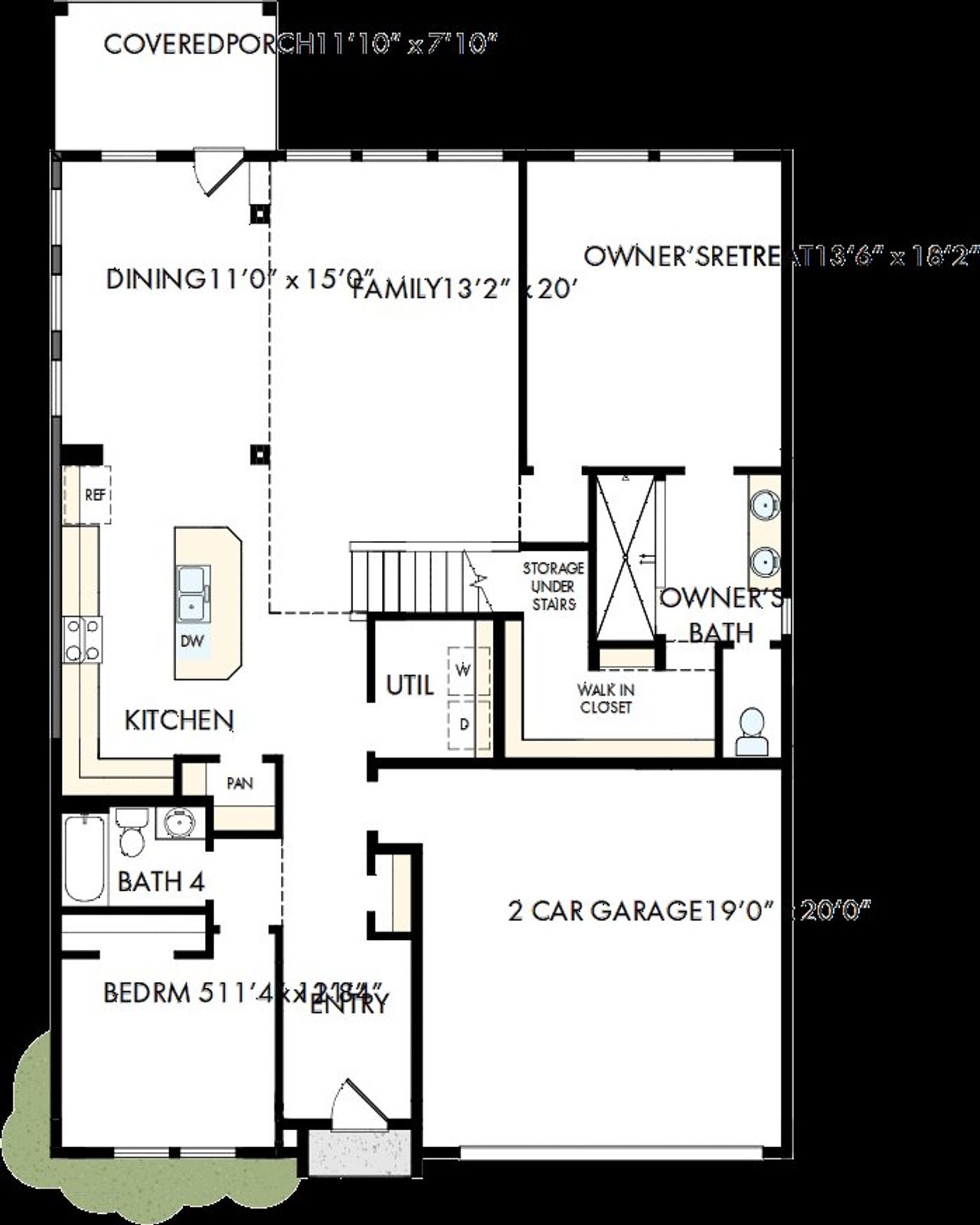 2D floor plan layout of this home in The Colony, Bastrop, TX (Image 2).