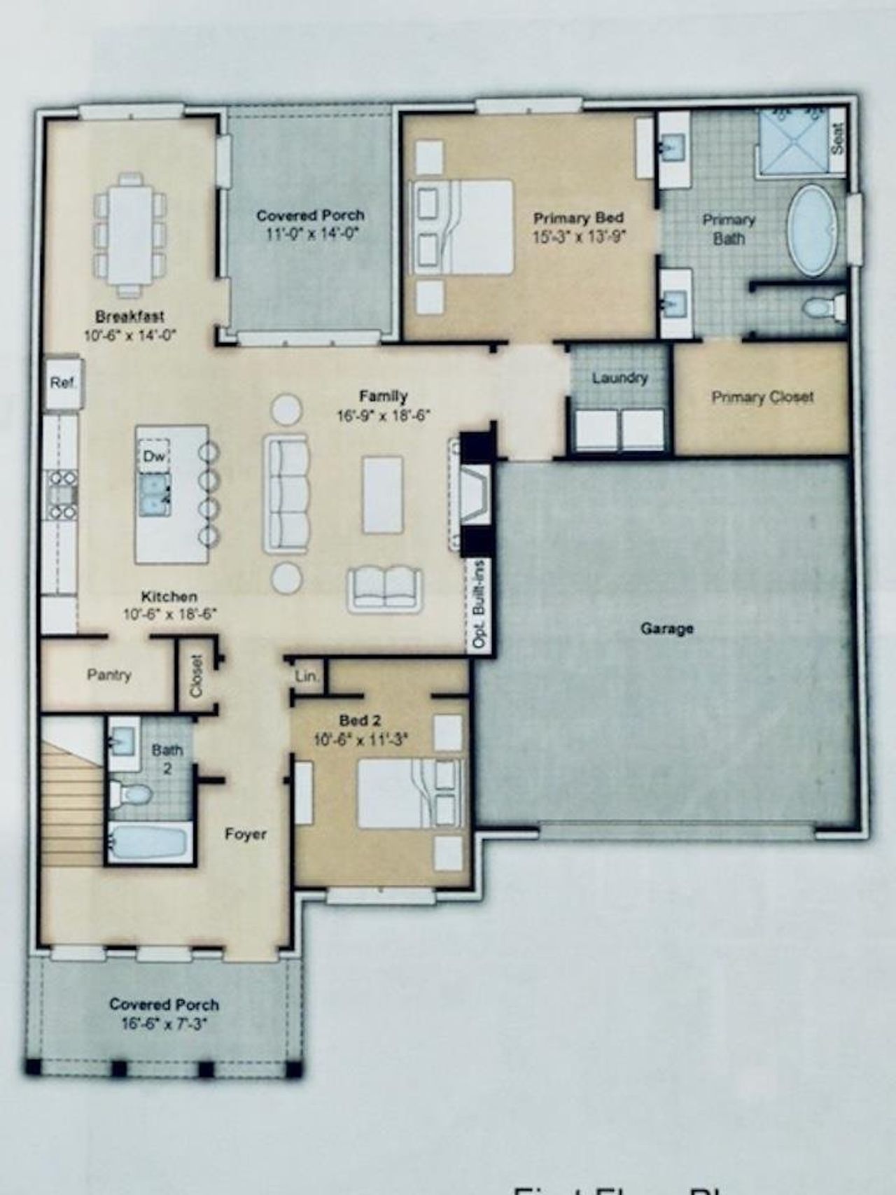 2D floor plan layout of this home in White Oak, Arlington, TN (Image 2).