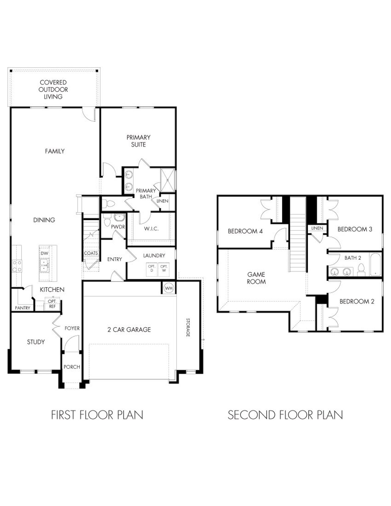 2D floor plan layout of this home in Waterstone Crossing, Kyle, TX (Image 2).